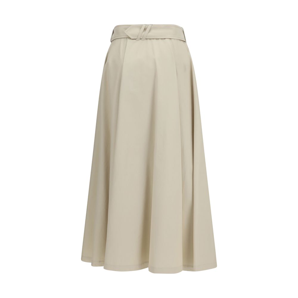 Beige Cotton Midi Skirt
