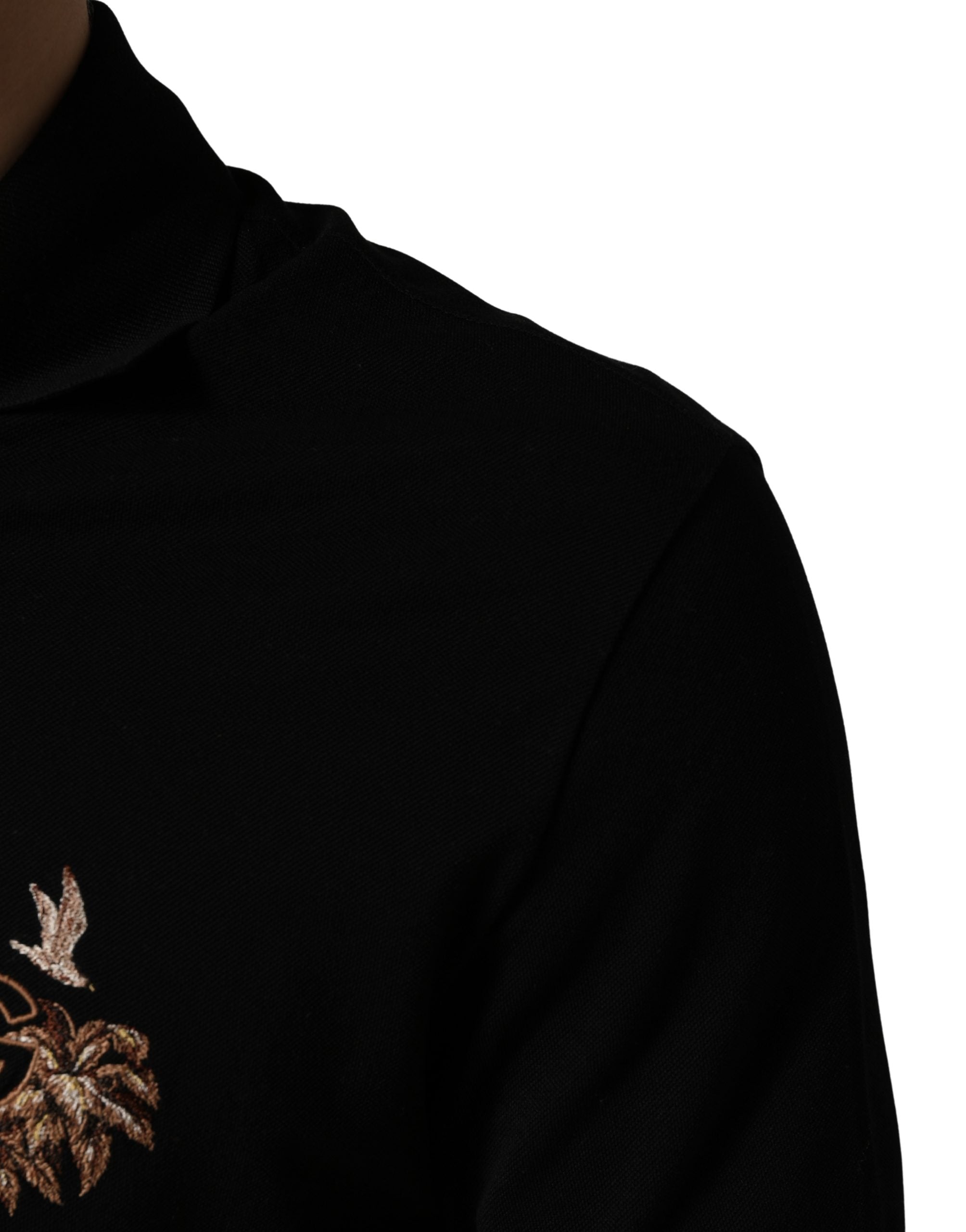 Black DG Logo Palm Leaves Embroidery Polo T-shirt