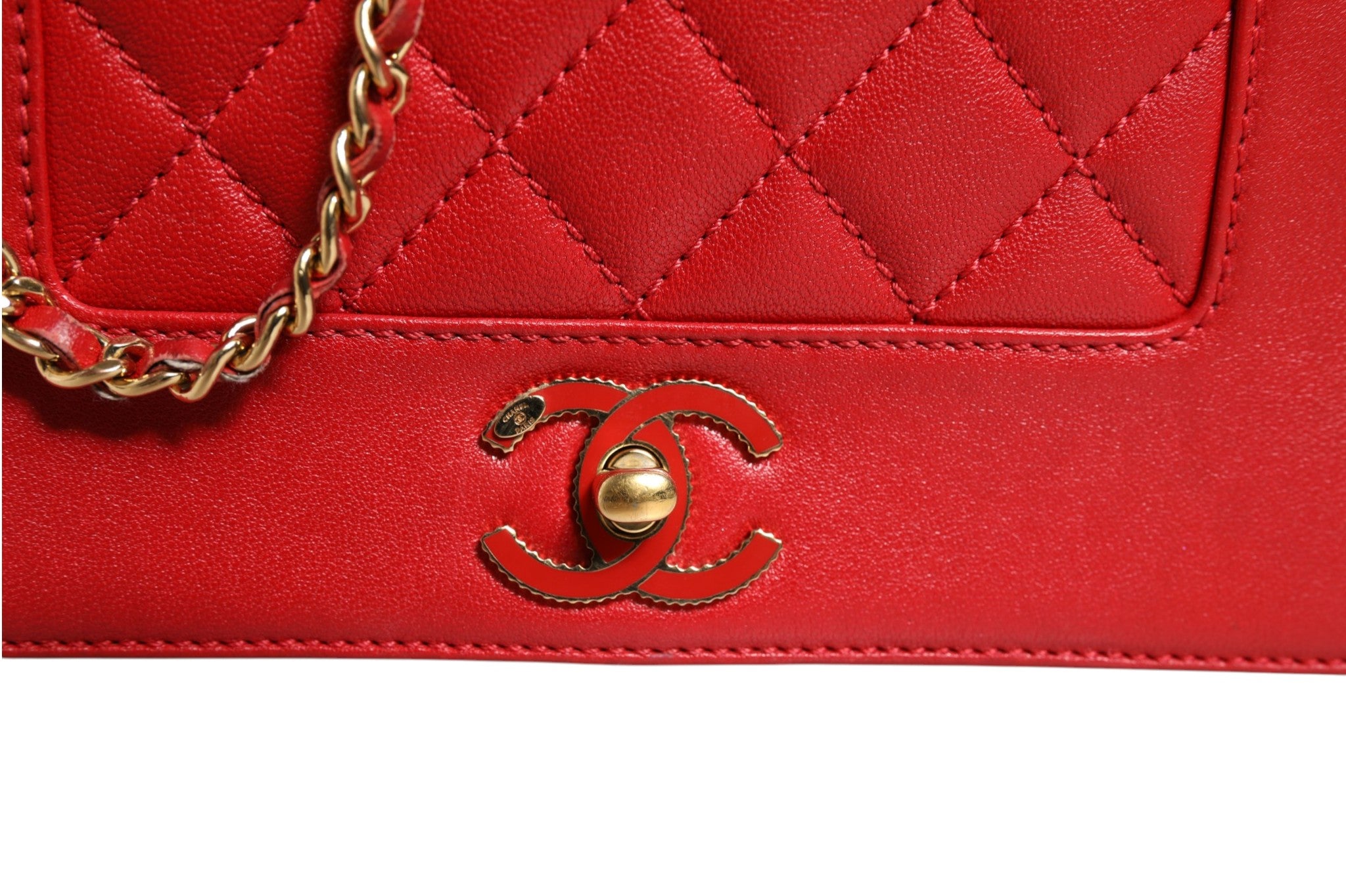 Burgundy Sheepskin Quilted Leather Mademoiselle Flap Bag