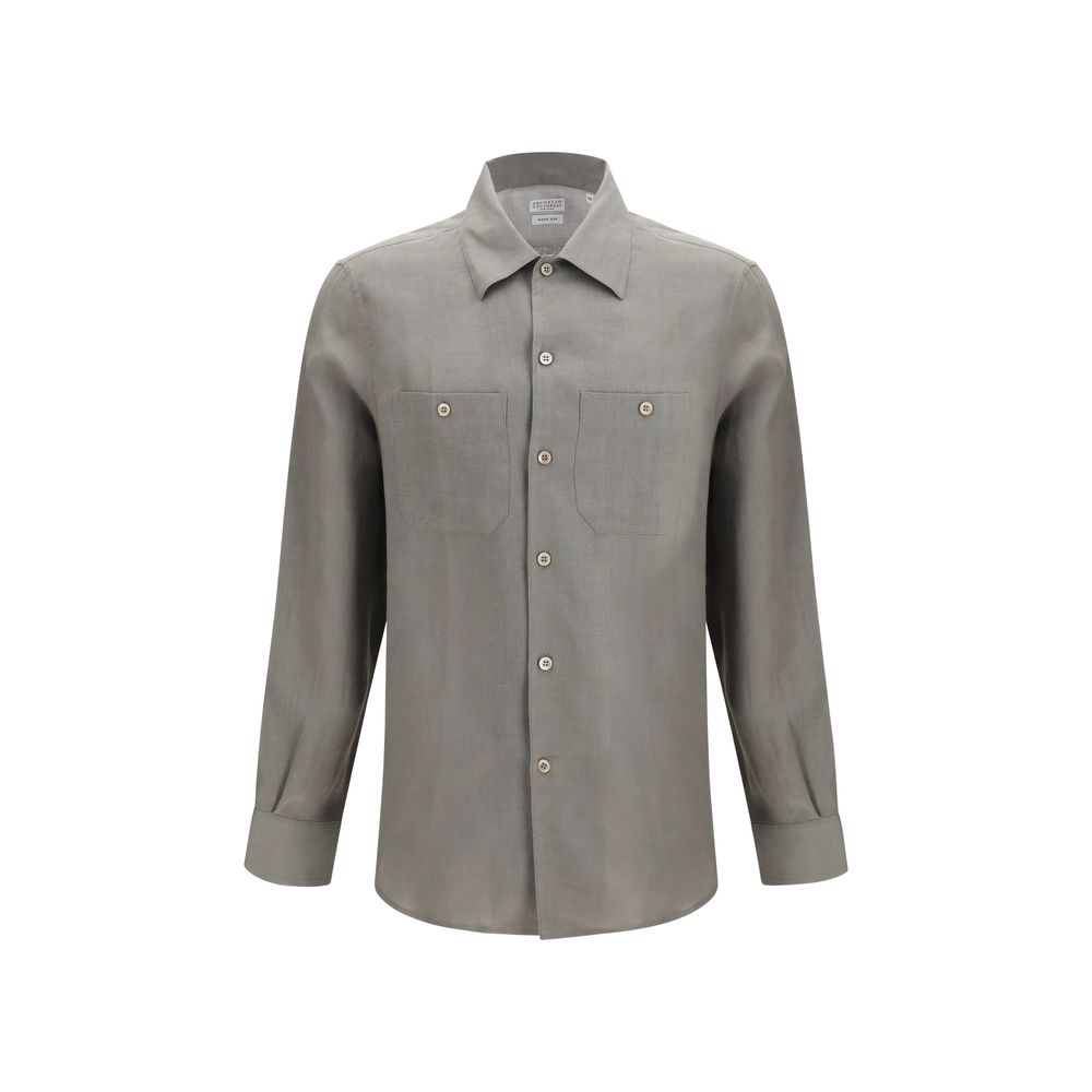 Bicolor Linen Dress Shirt