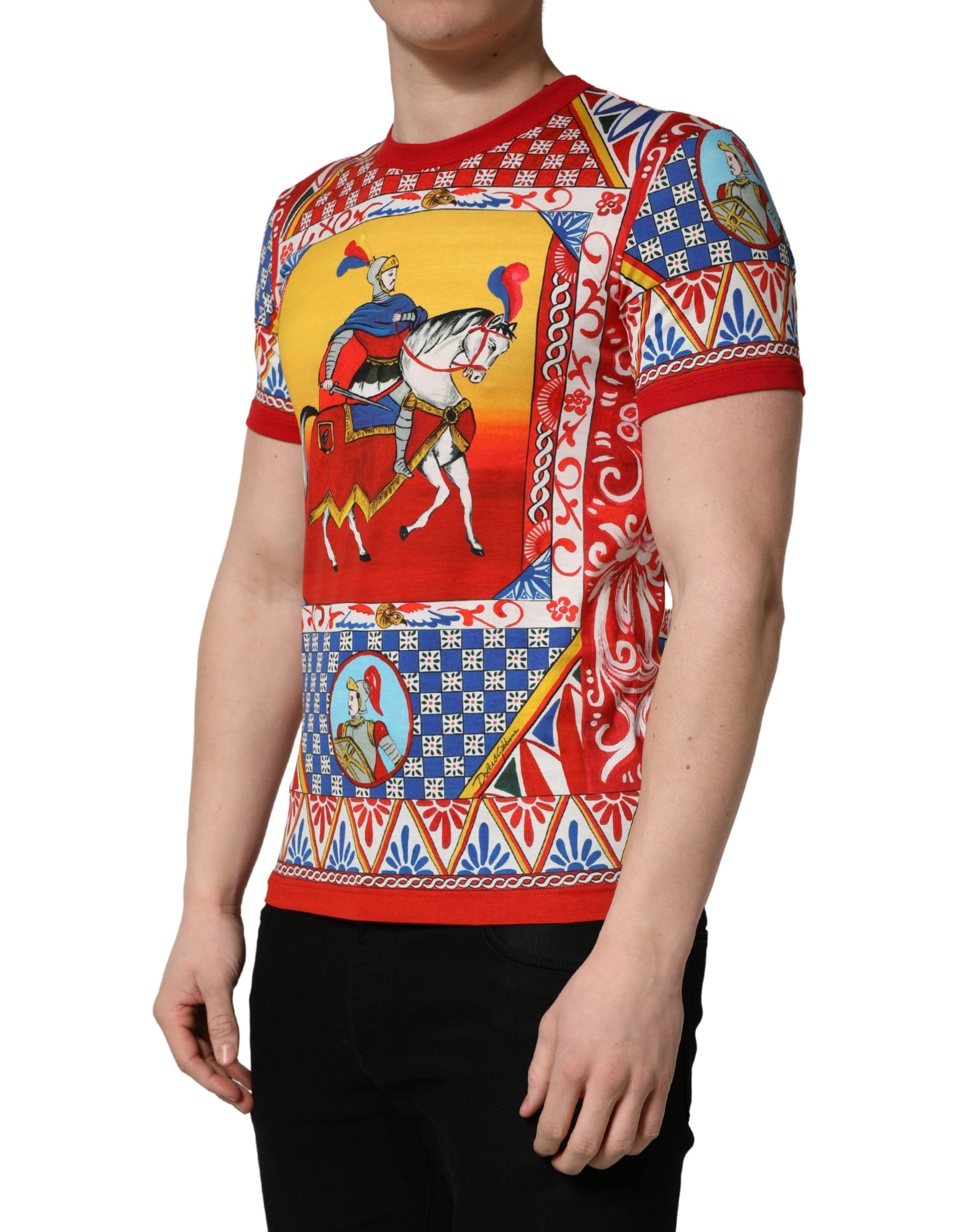 Multicolor Carretto Print Crew Neck T-shirt