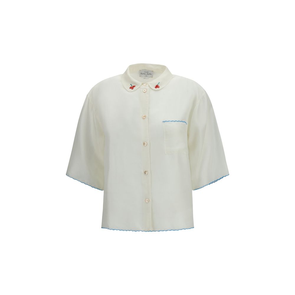 White Silk Pattern Shirt