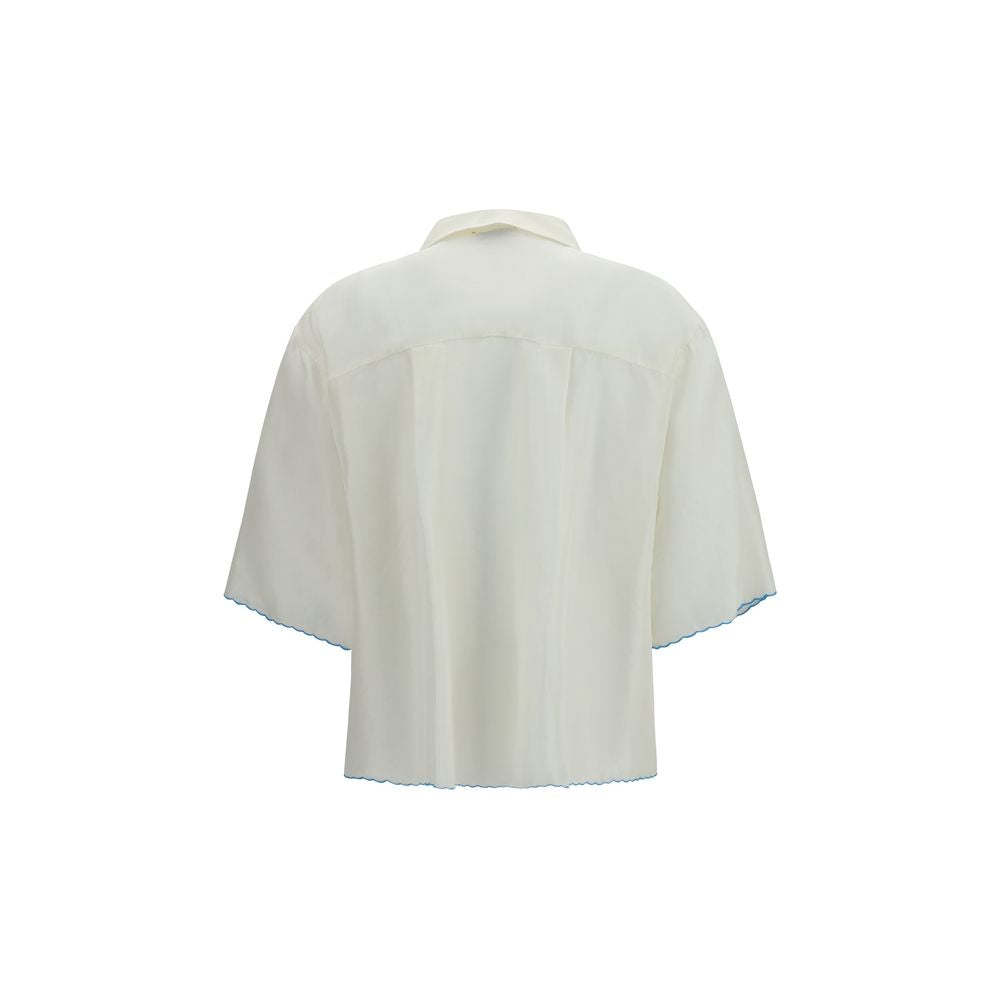 White Silk Pattern Shirt