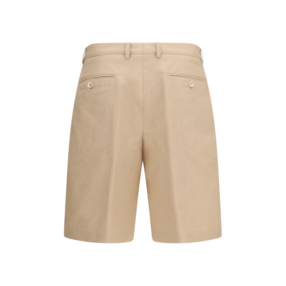 Beige Cotton Bermuda Shorts