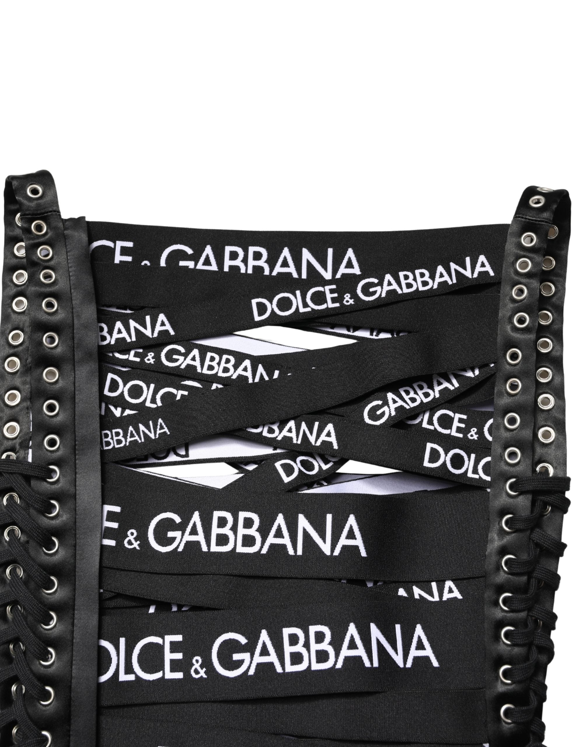 Black Logo Tape Cutout Bodycon Sheath Dress