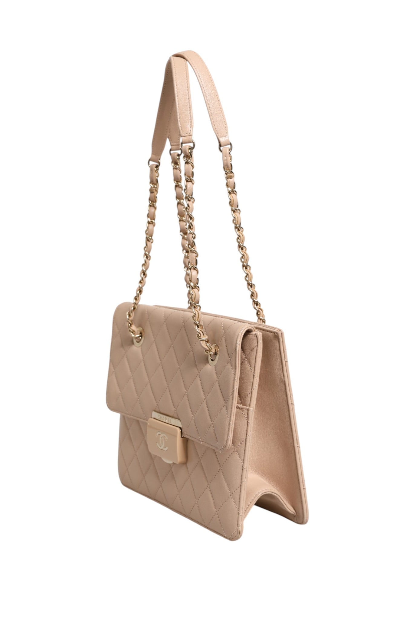 Quilted Leather Beauty Lock Flap Bag