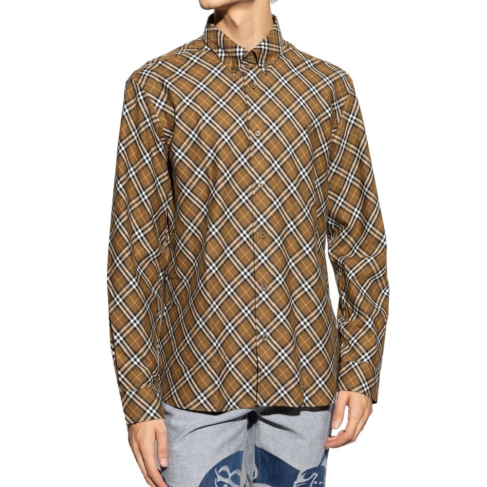 Brown Cotton Pattern Shirt