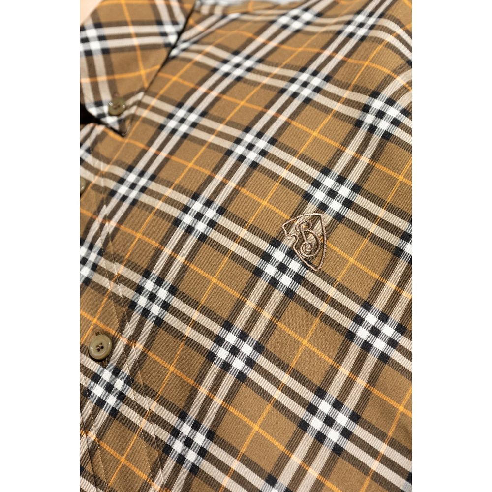 Brown Cotton Pattern Shirt