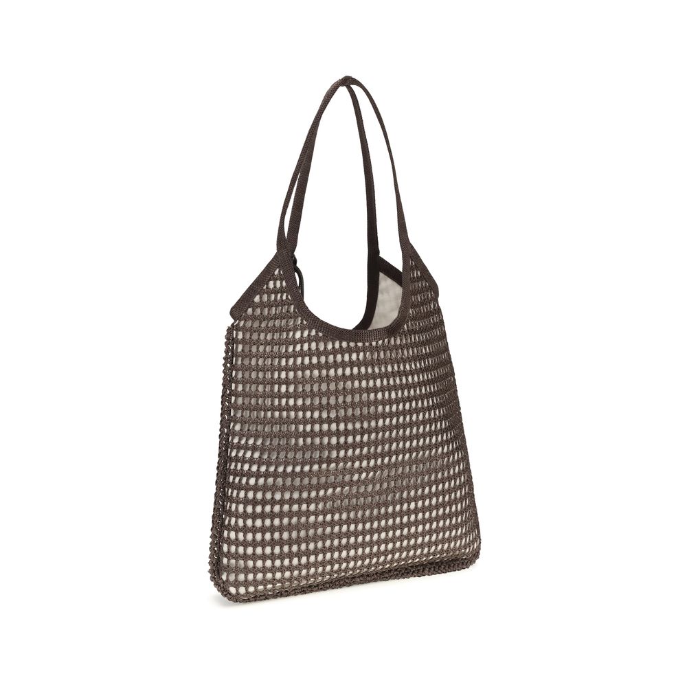 Brown Viscose Shoulder Bag