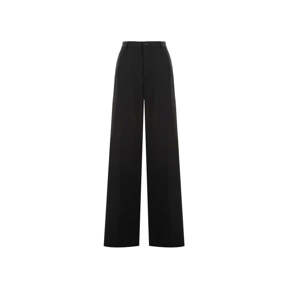 Black Wool Flared Pants
