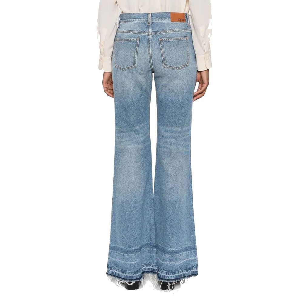 Blue Cotton Flared Jeans