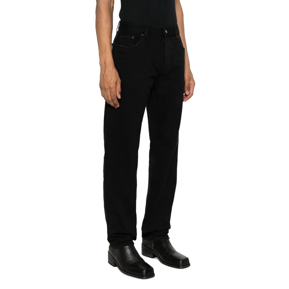 Black Cotton Straight-Leg Jeans