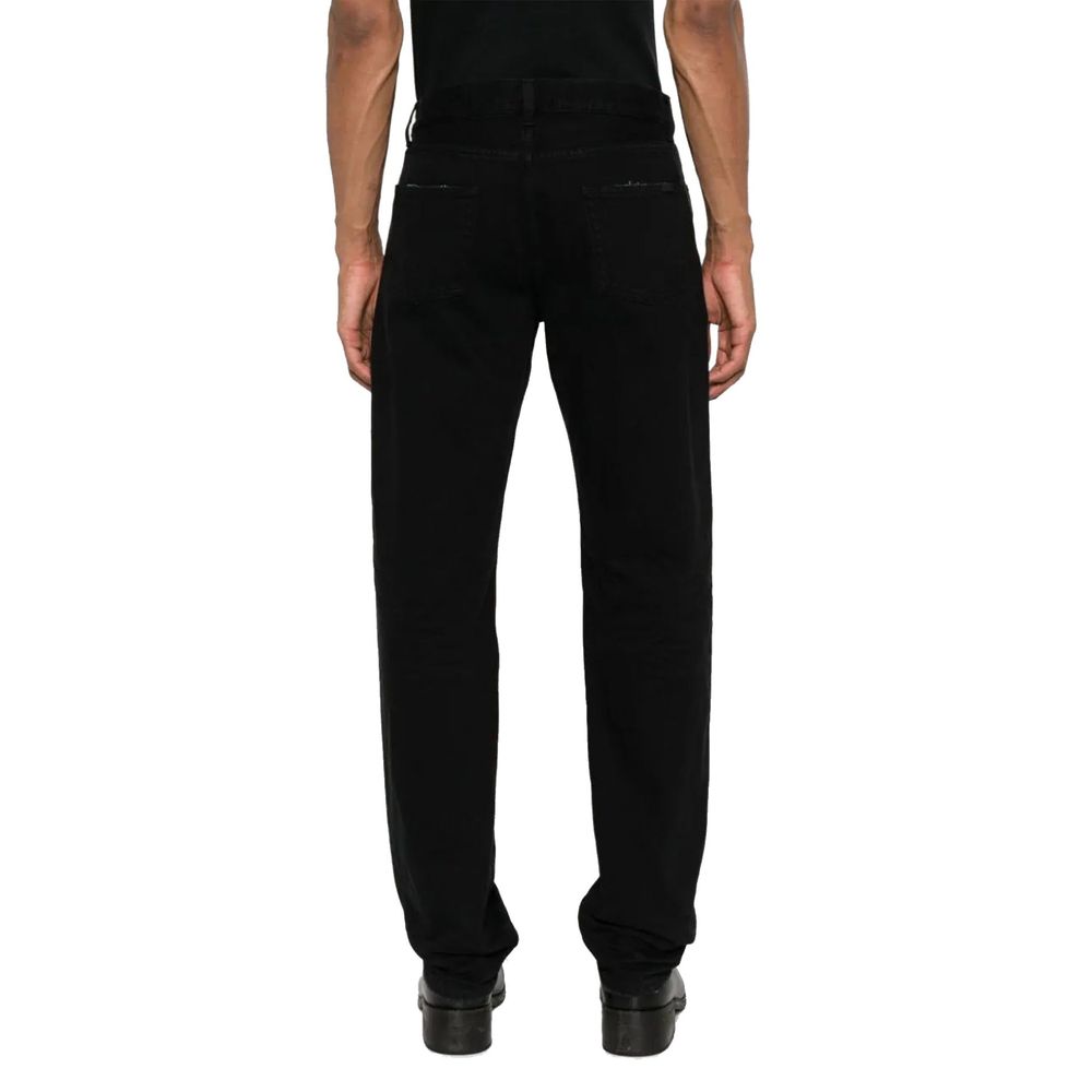 Black Cotton Straight-Leg Jeans