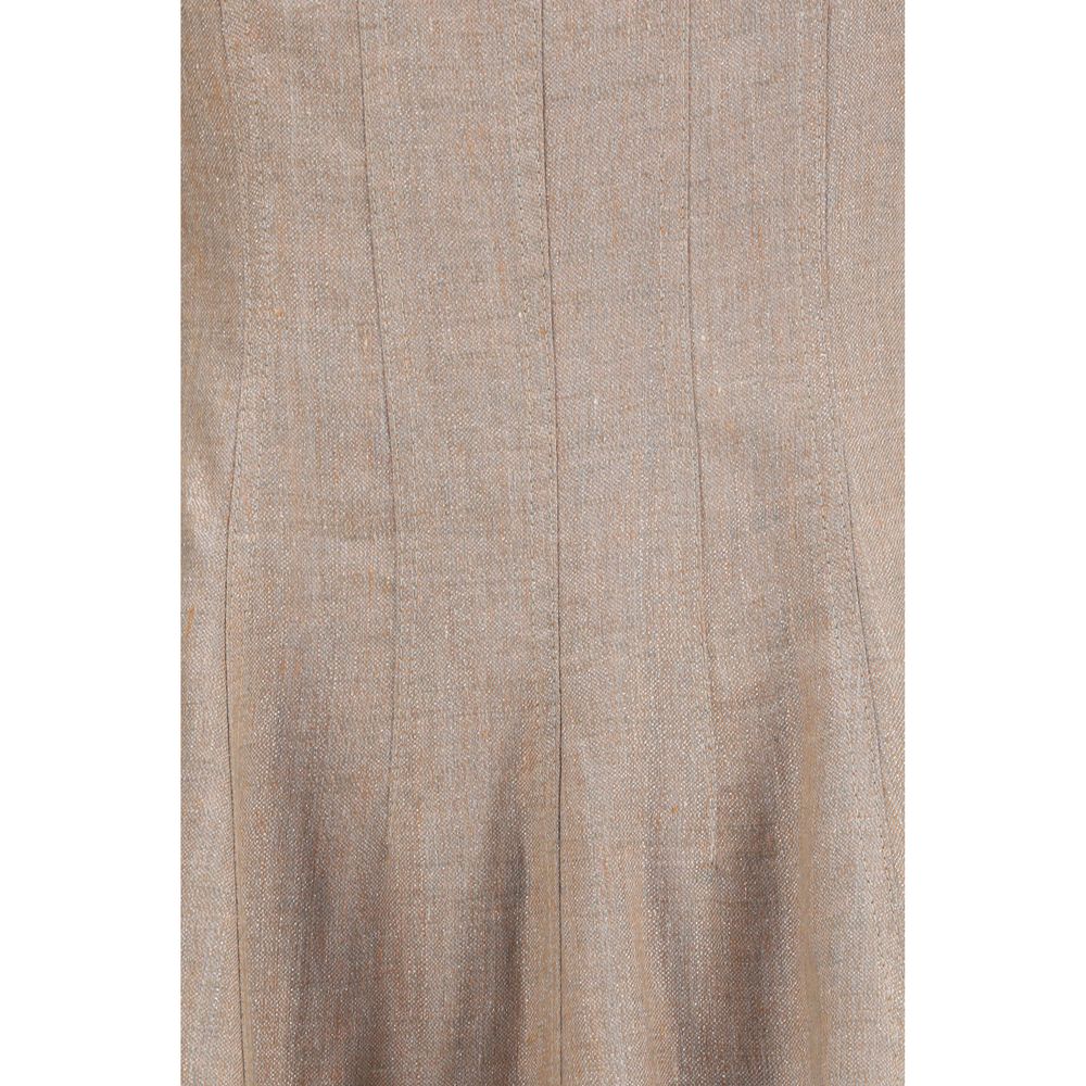 Beige Linen Casual Dress