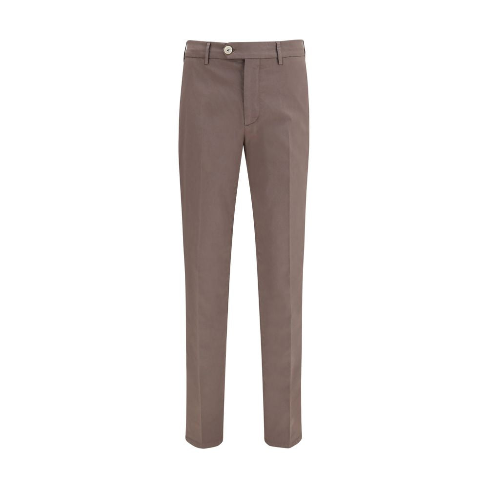 Brown Cotton Casual Pants