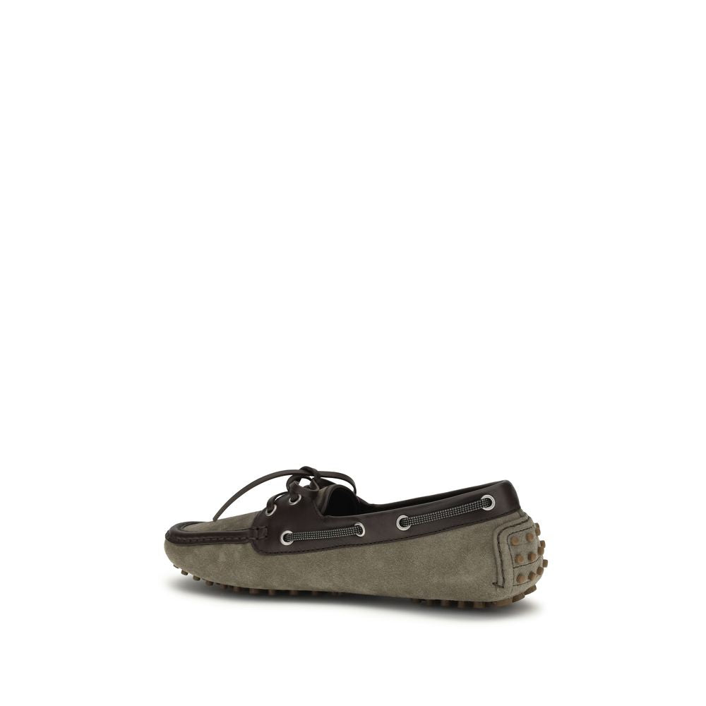 Gray Calf Leather Bos Taurus Slip-On Loafers