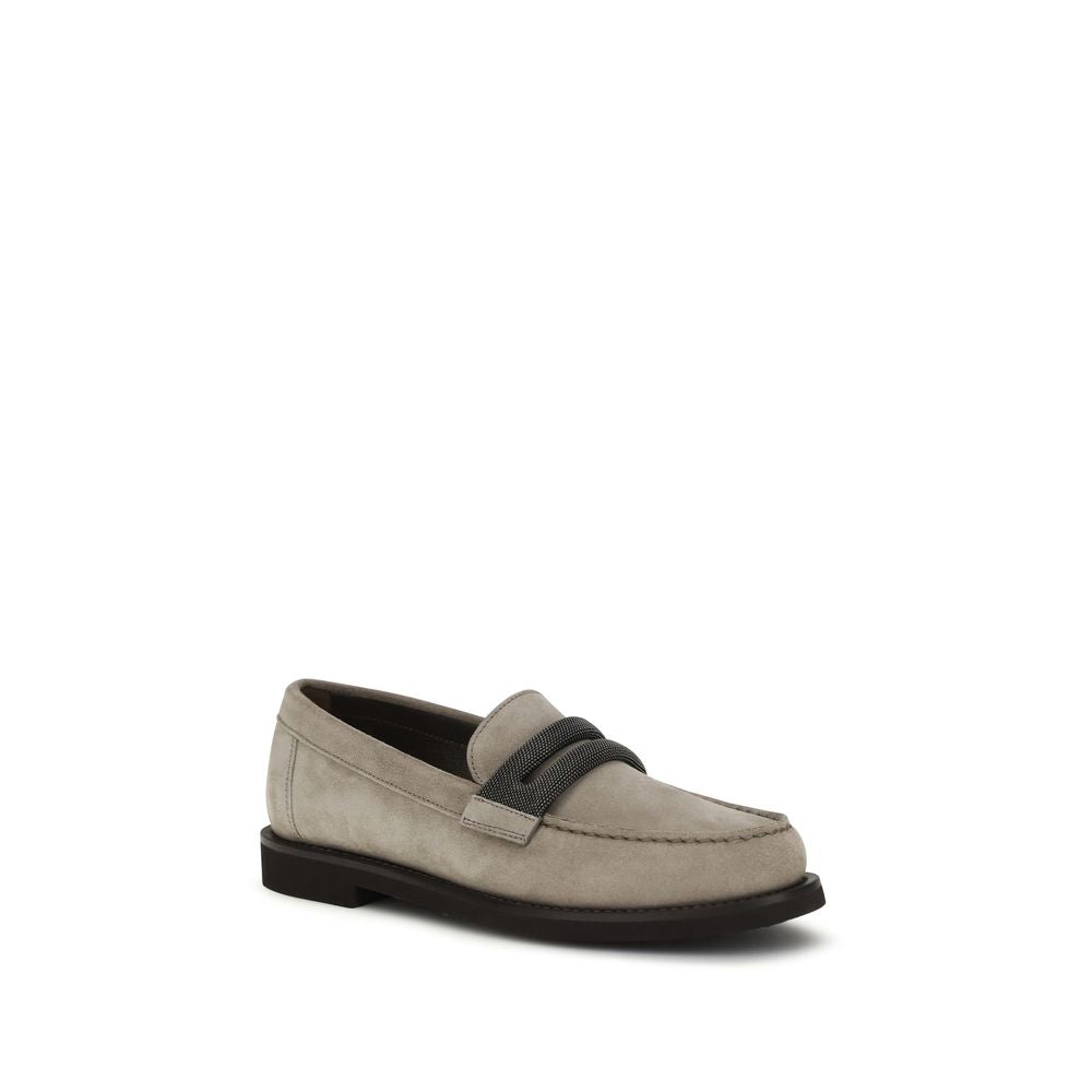 Gray Calf Leather Bos Taurus Slip-On Loafers