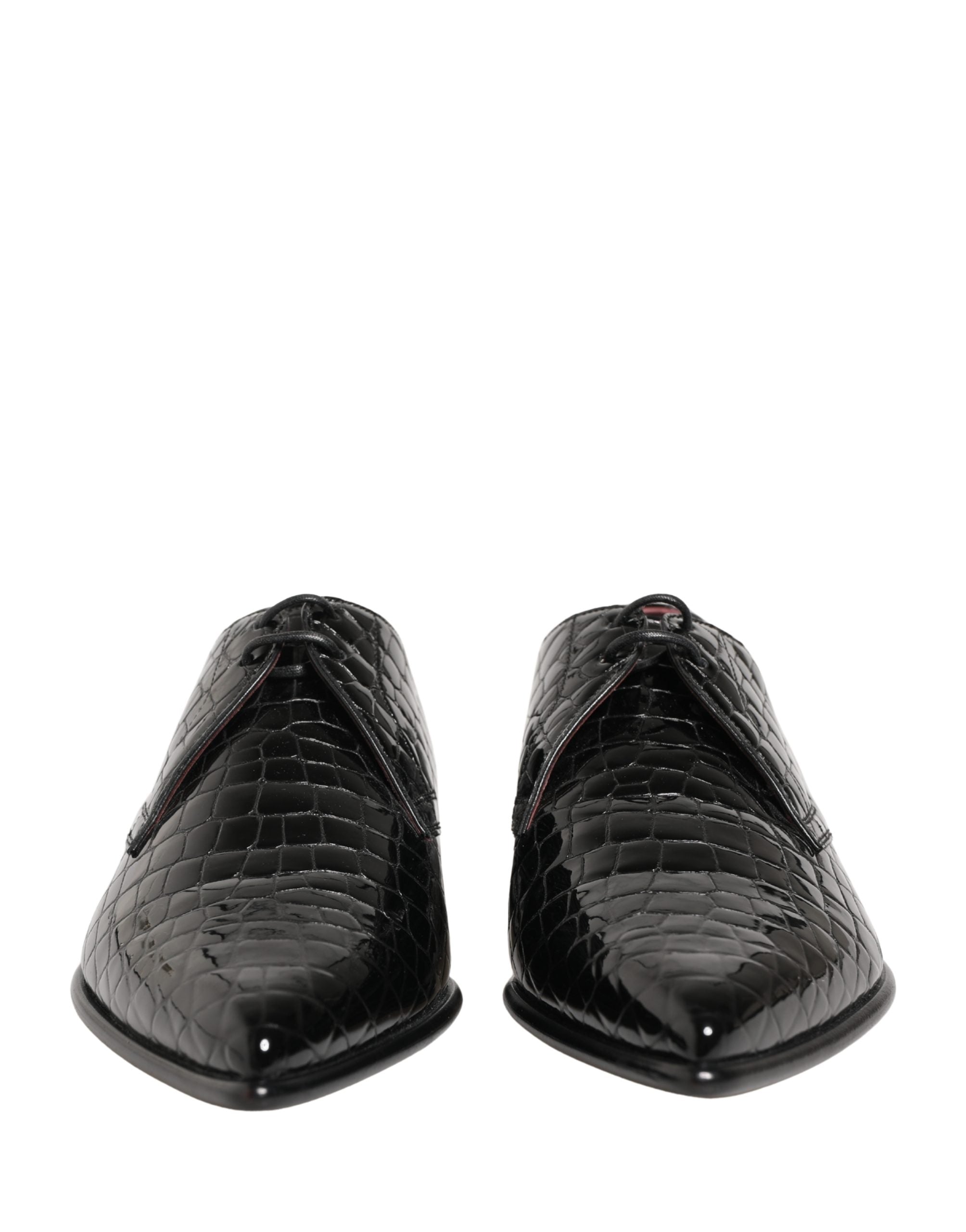 Black Exotic Leather Derby Men Dress Shoes
