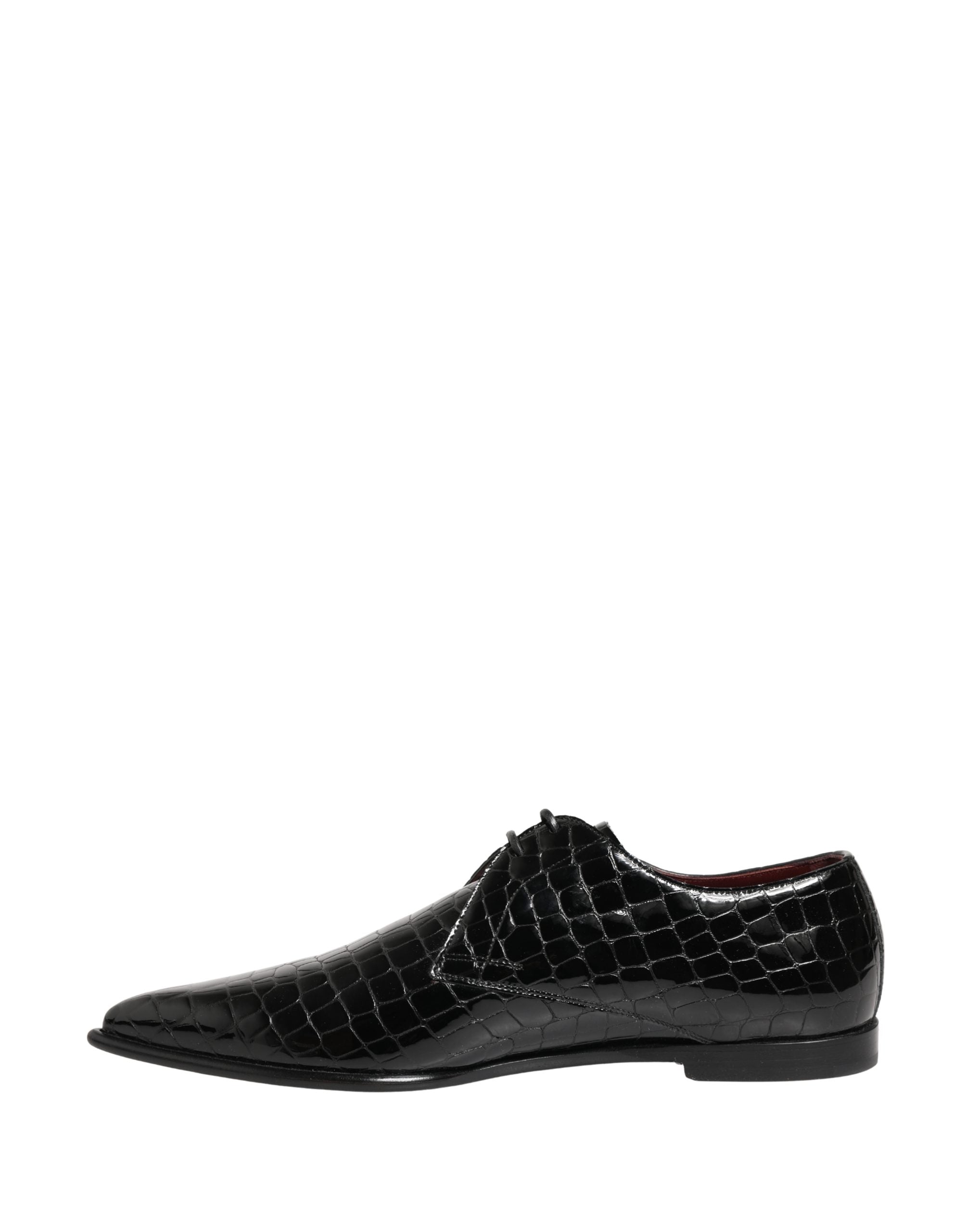 Black Exotic Leather Derby Men Dress Shoes