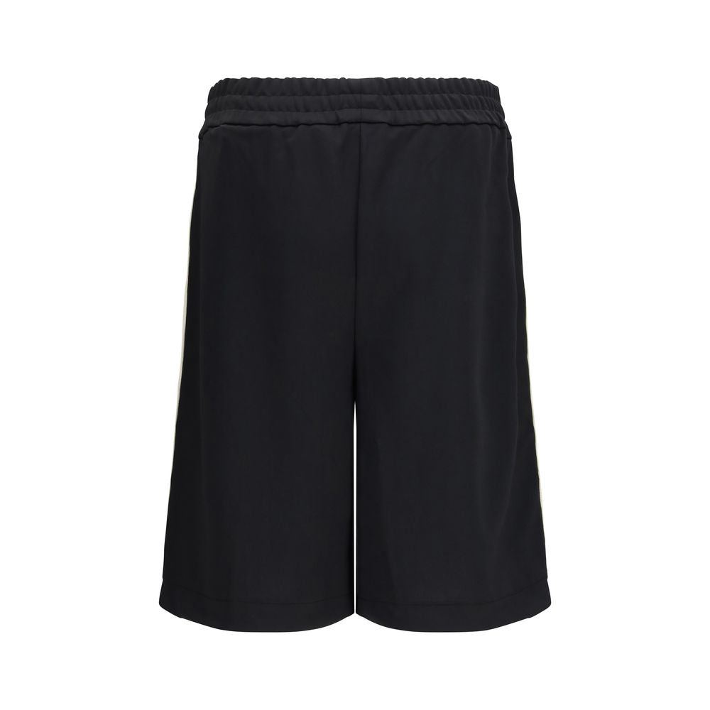 Black Polyester Bermuda Shorts