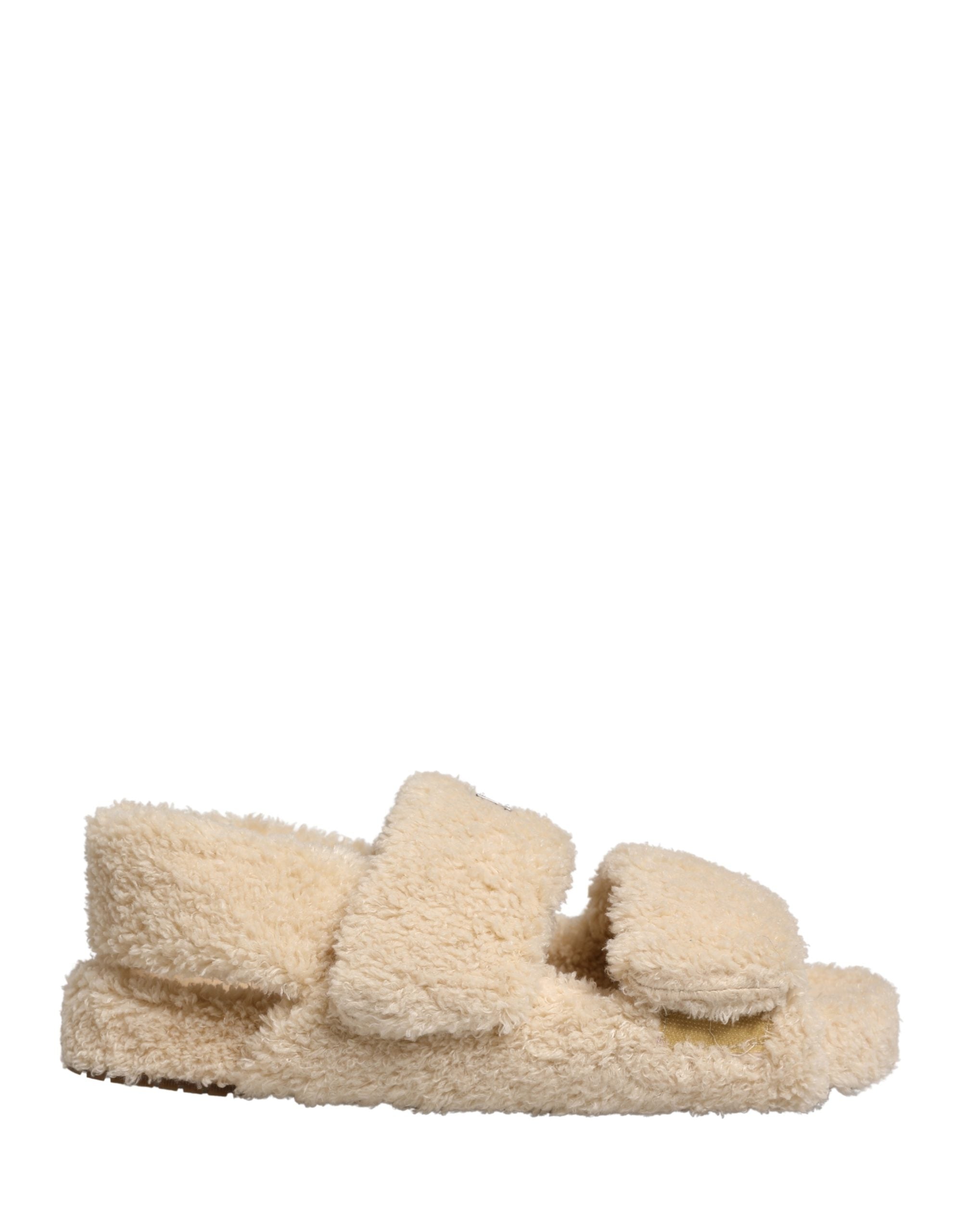 Beige Faux Fur Slides Men Flats Sandals Shoes