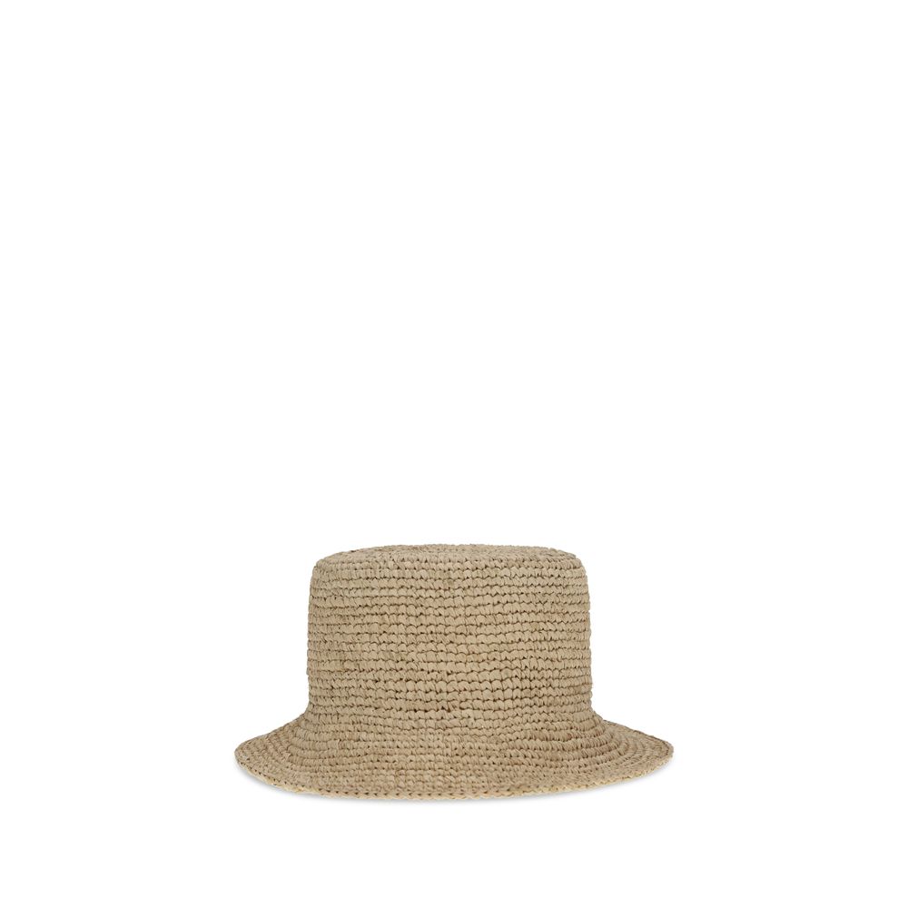 Beige Raffia Bucket Hat