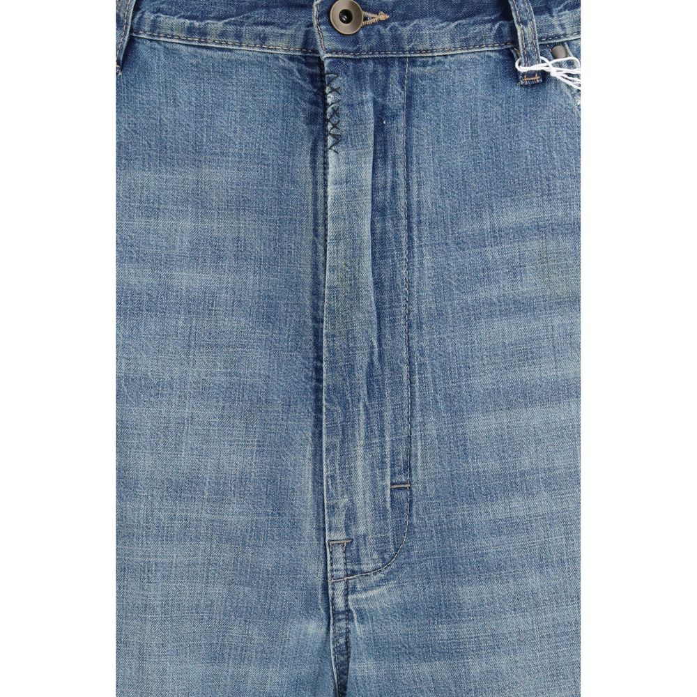 Blue Cotton Straight-Leg Jeans