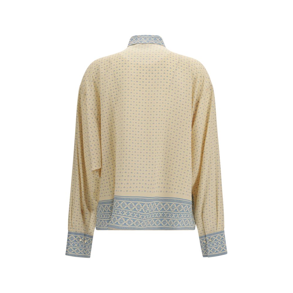Beige Silk Pattern Shirt