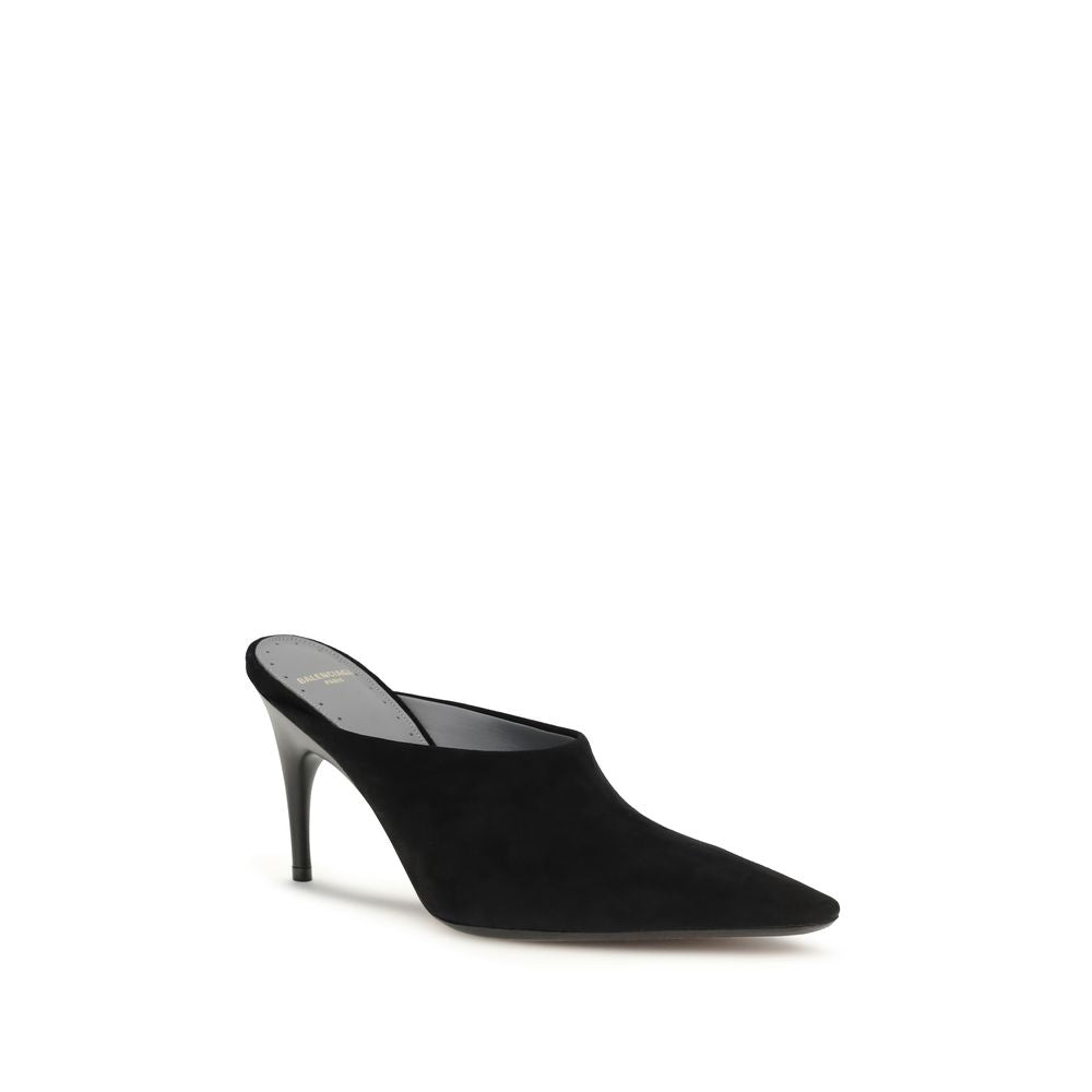 Black Suede Leather Mid Heel Pumps