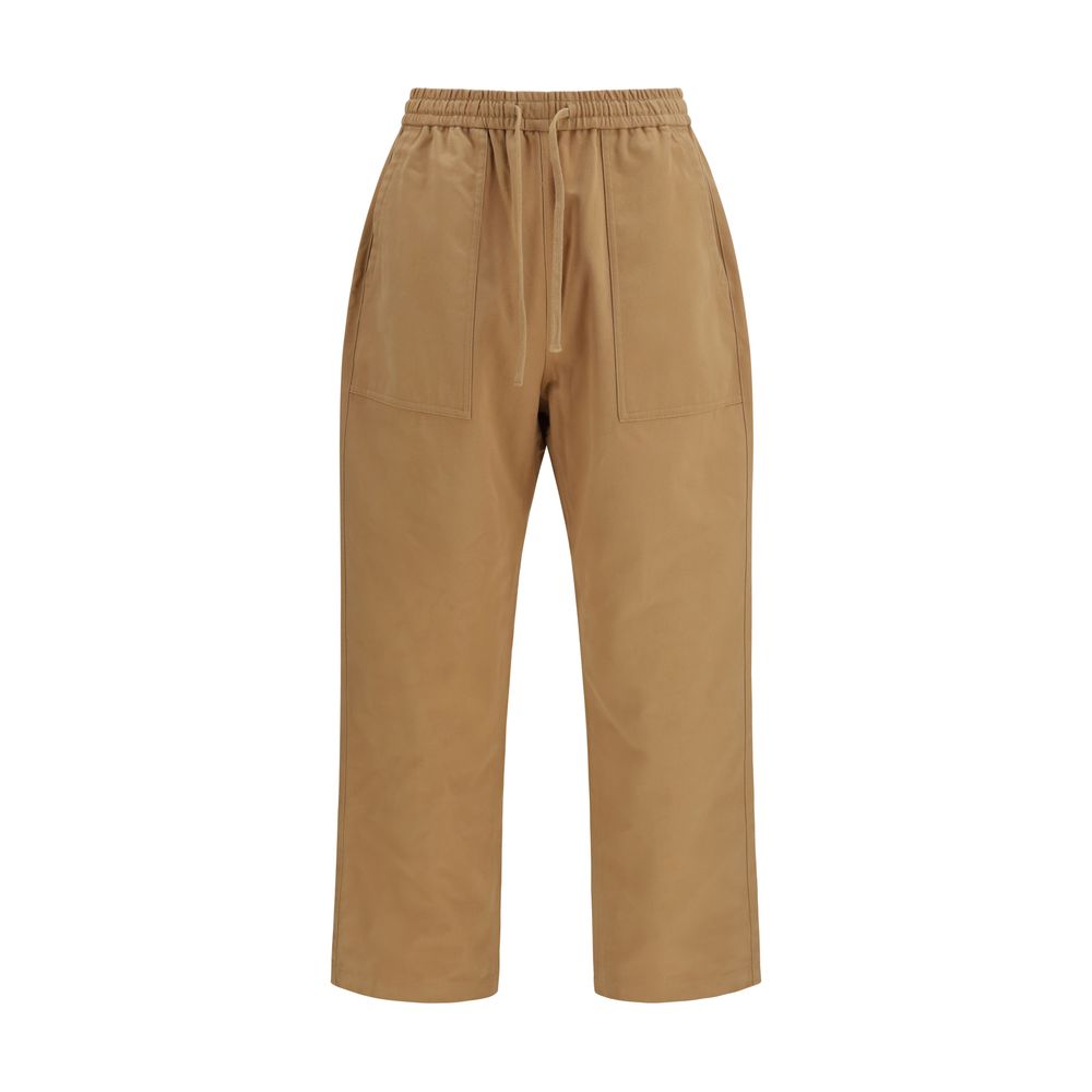 Beige Cotton Casual Pants