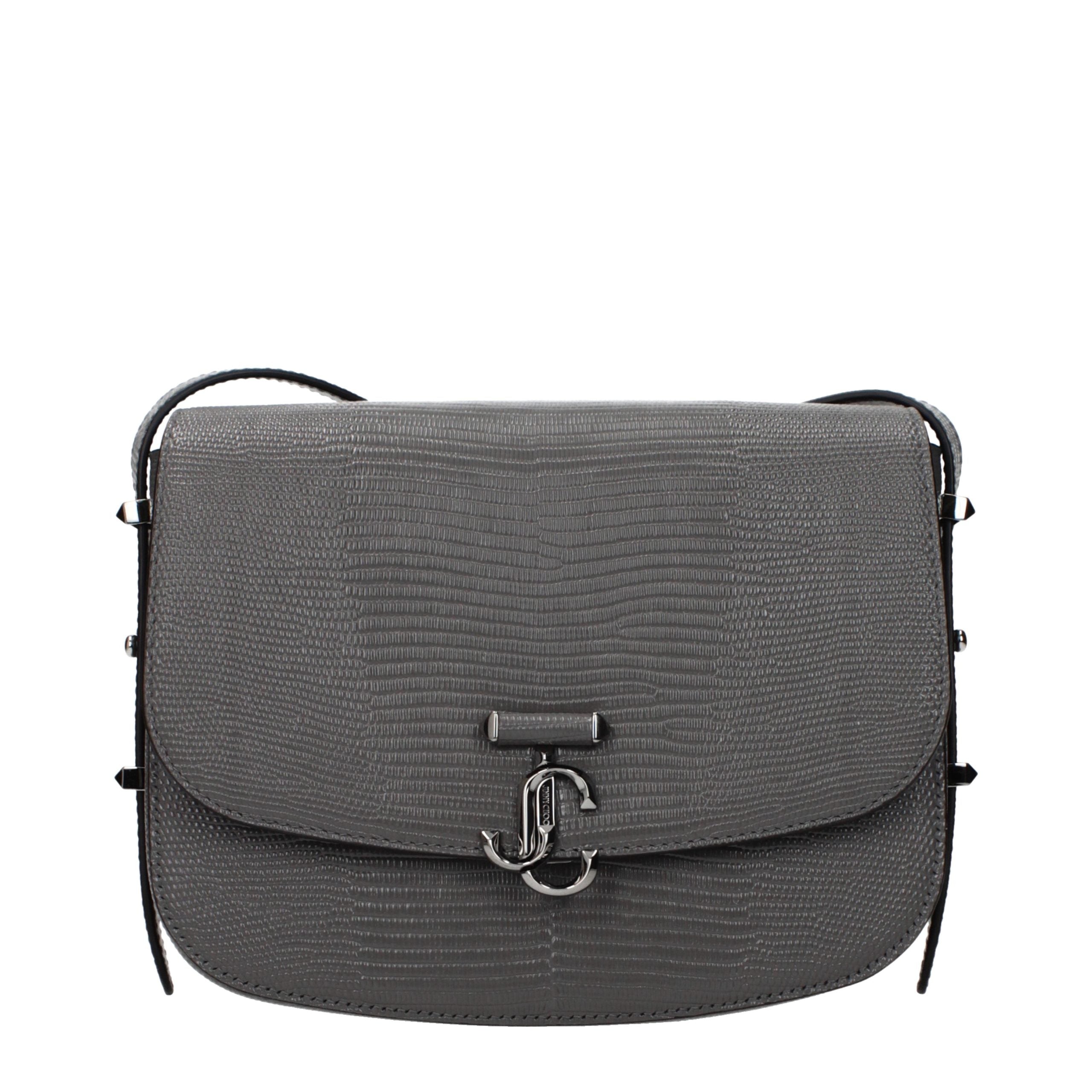 Gray Leather Crossbody Bag