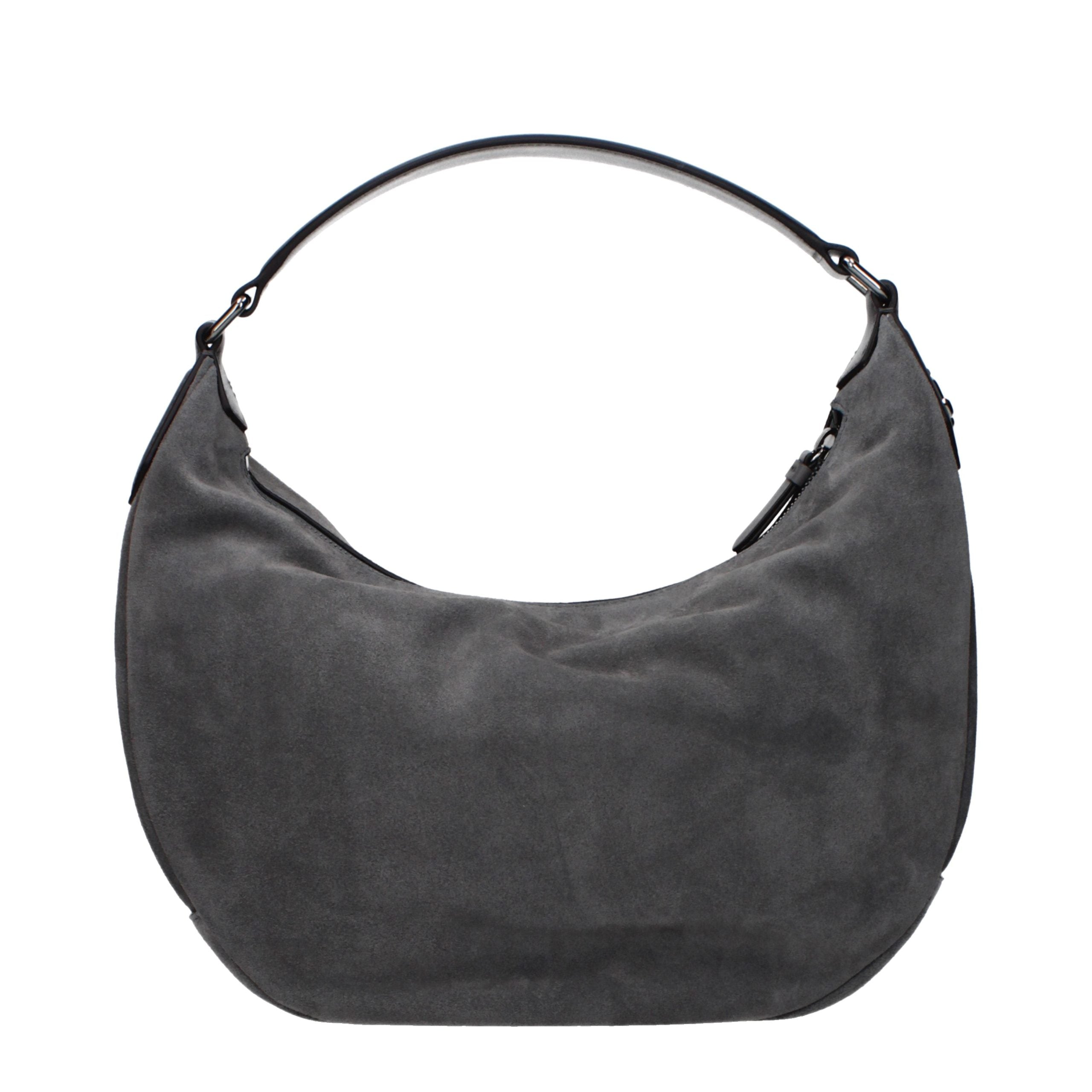 Gray Leather Shoulder Bag