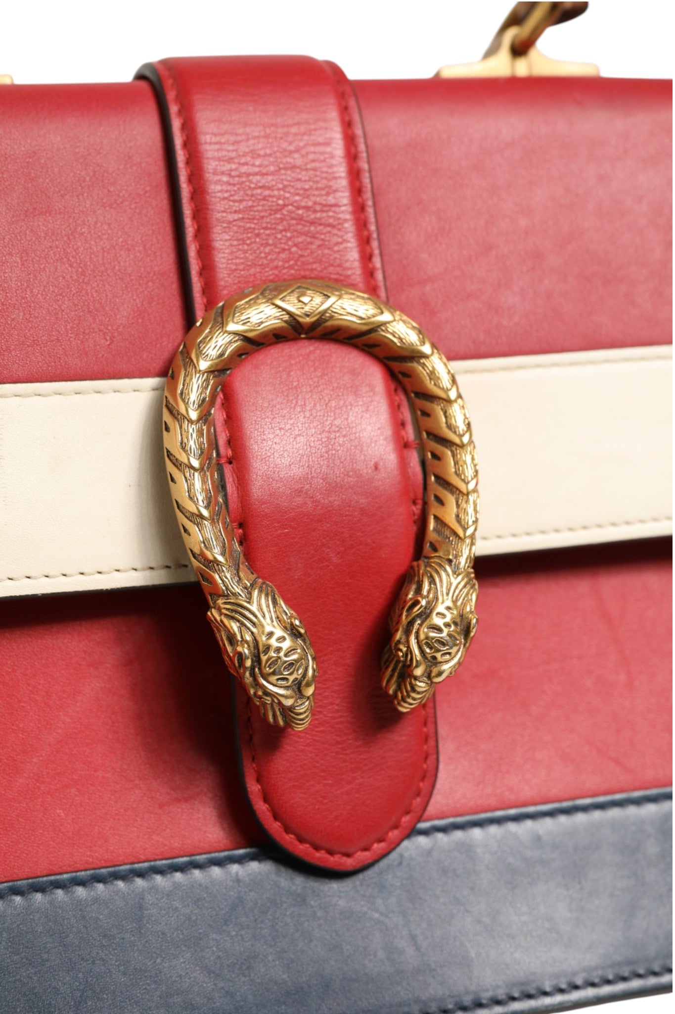 Dionysus Bamboo Medium Top Handle Bag White Blue Red