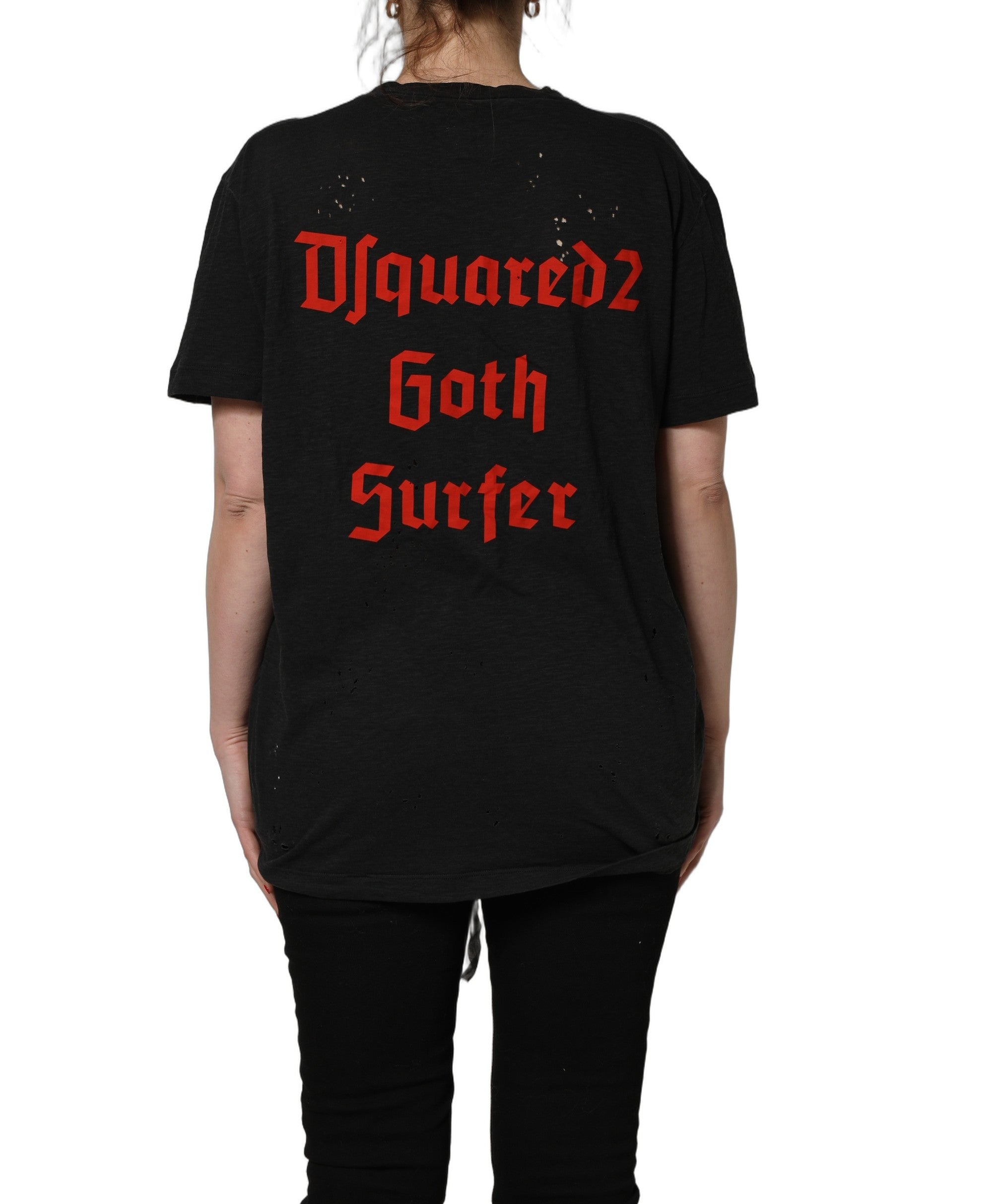 Black Chain Embellished Cotton Short Sleeve T-shirt