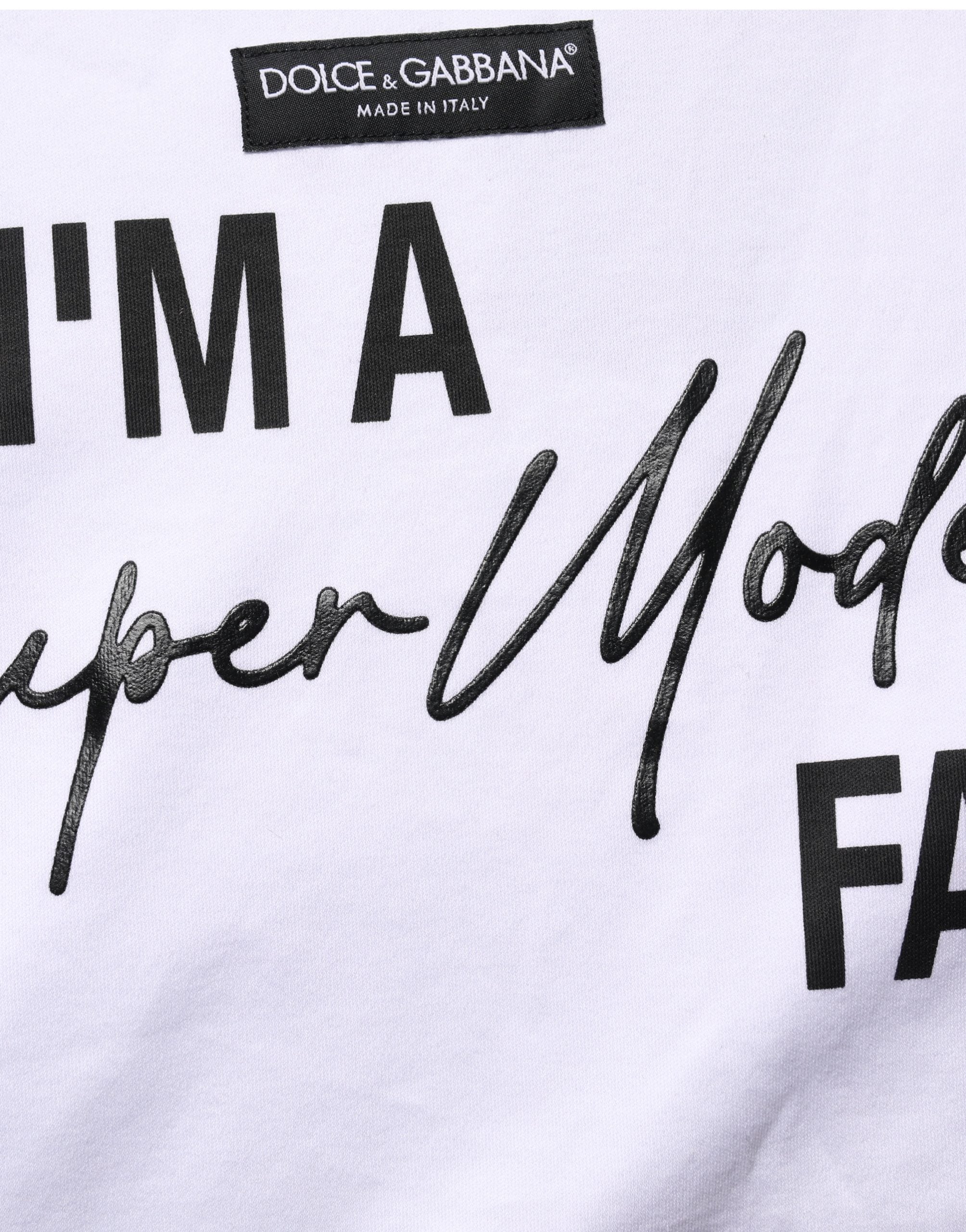 White I'm A Super Model Fan Print Jersey T-shirt