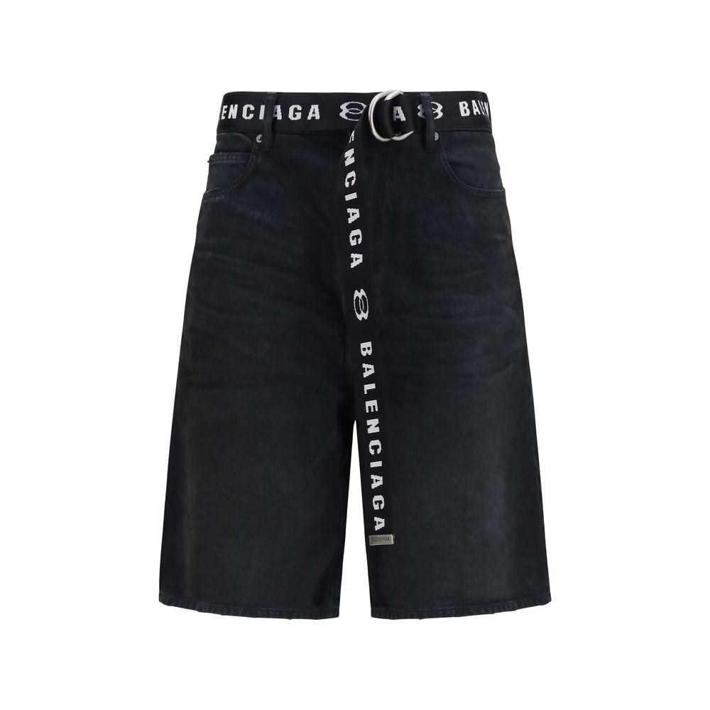 Black Cotton Bermuda Shorts