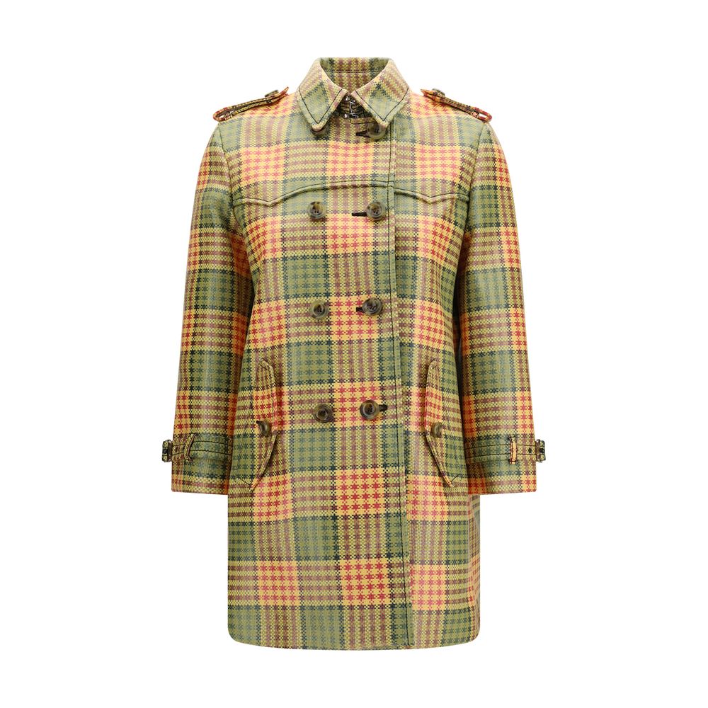 Multicolor Polyester Trench Coat