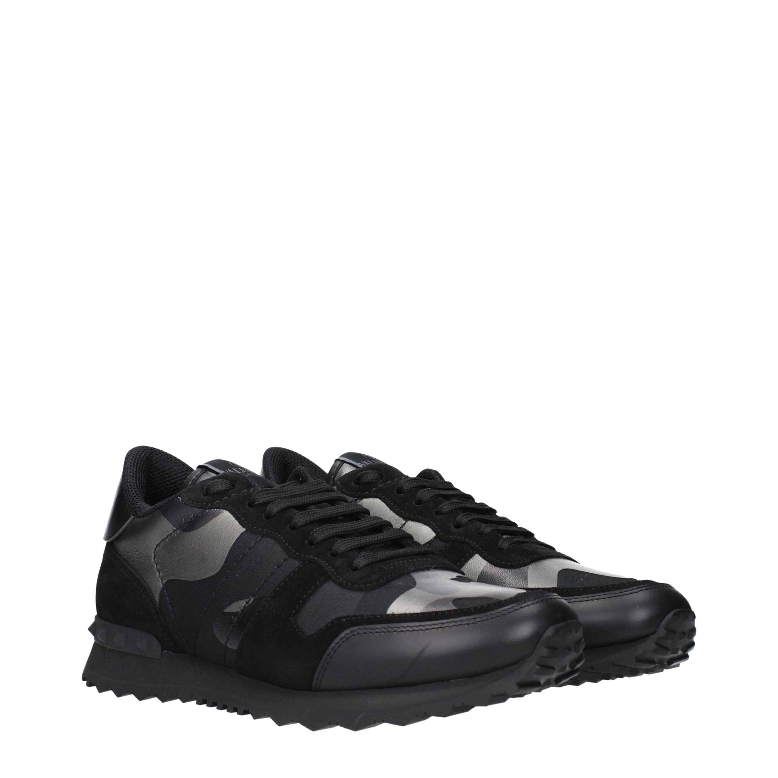 Black Leather Chunky Sneakers
