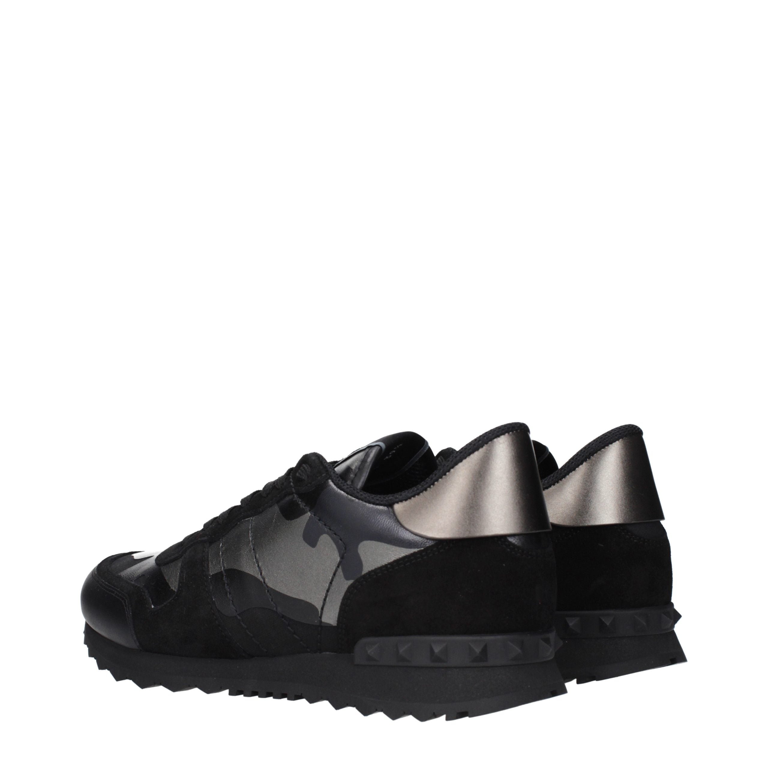 Black Leather Chunky Sneakers