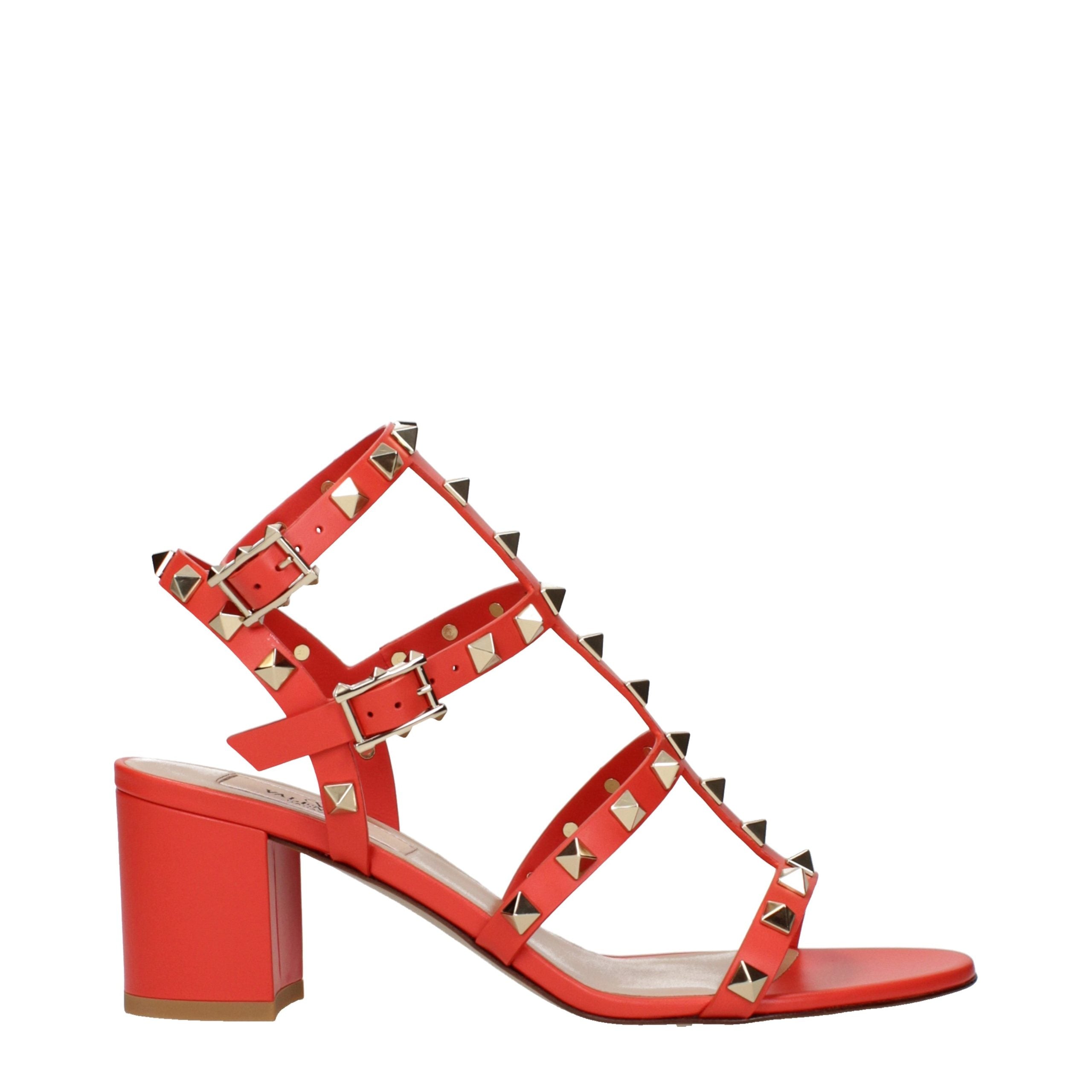 Orange Leather Platform Sandals