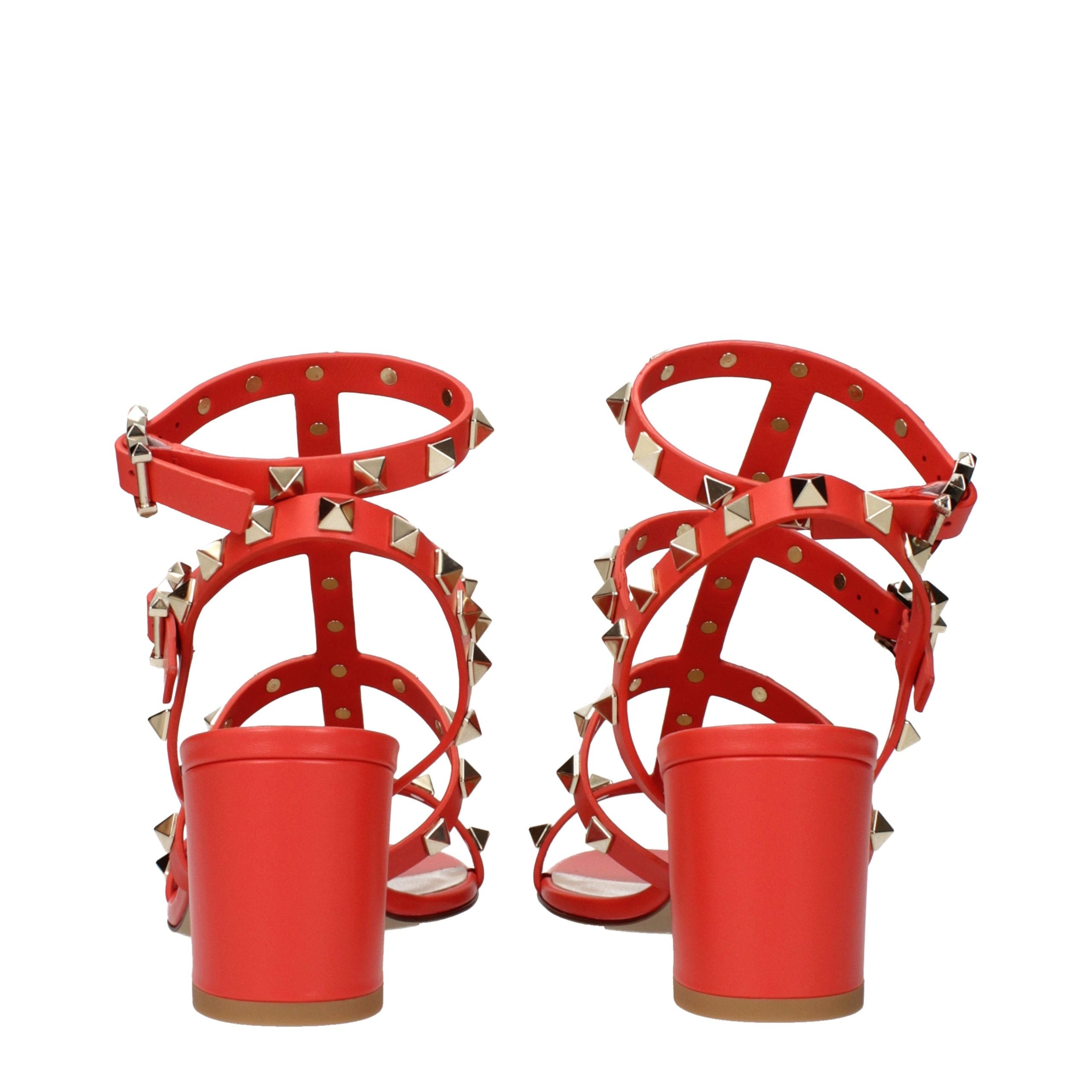 Orange Leather Platform Sandals