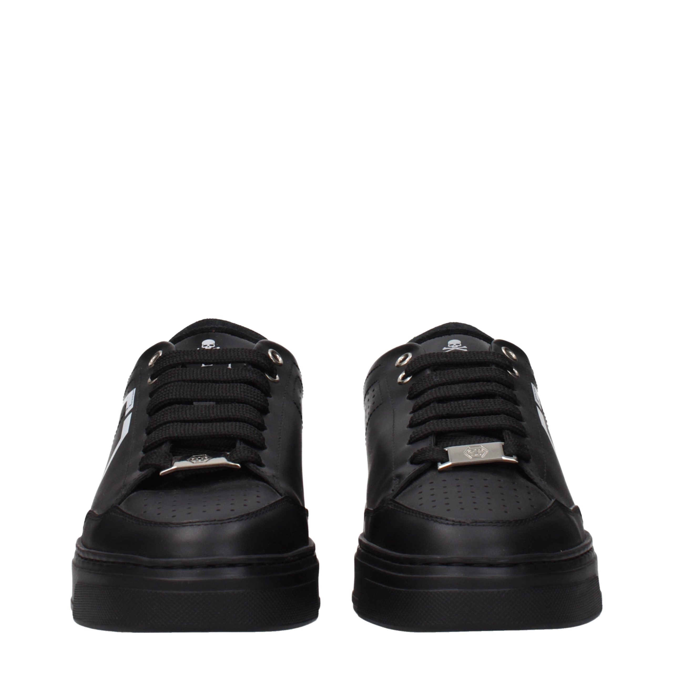 Black Leather Low Top Sneakers