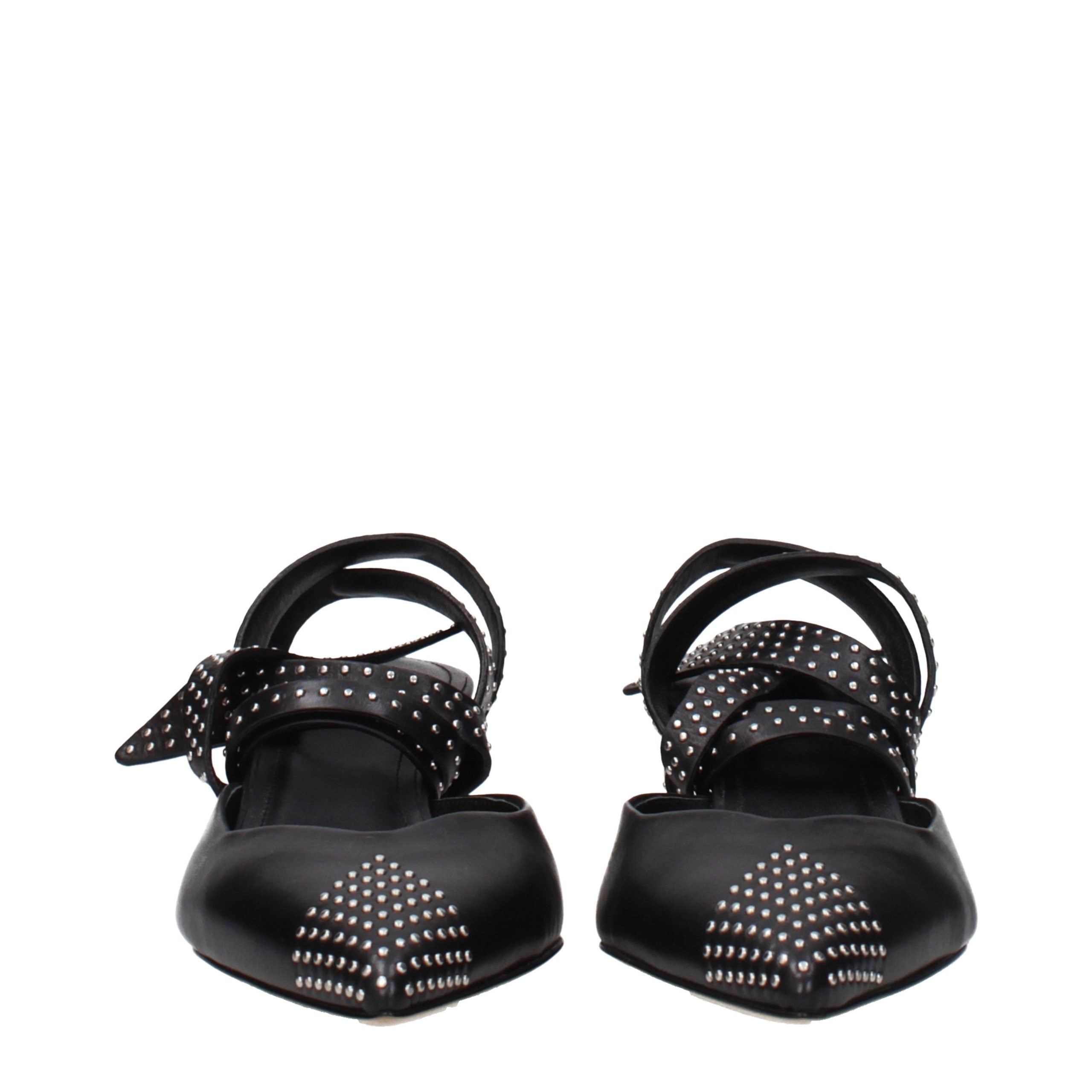 Black Leather High Heel Pumps