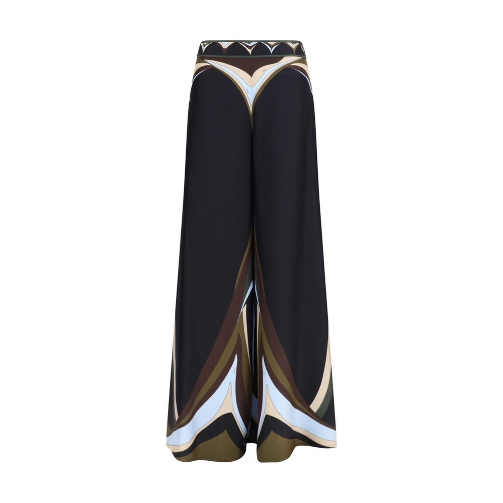 Black Silk Flared Pants