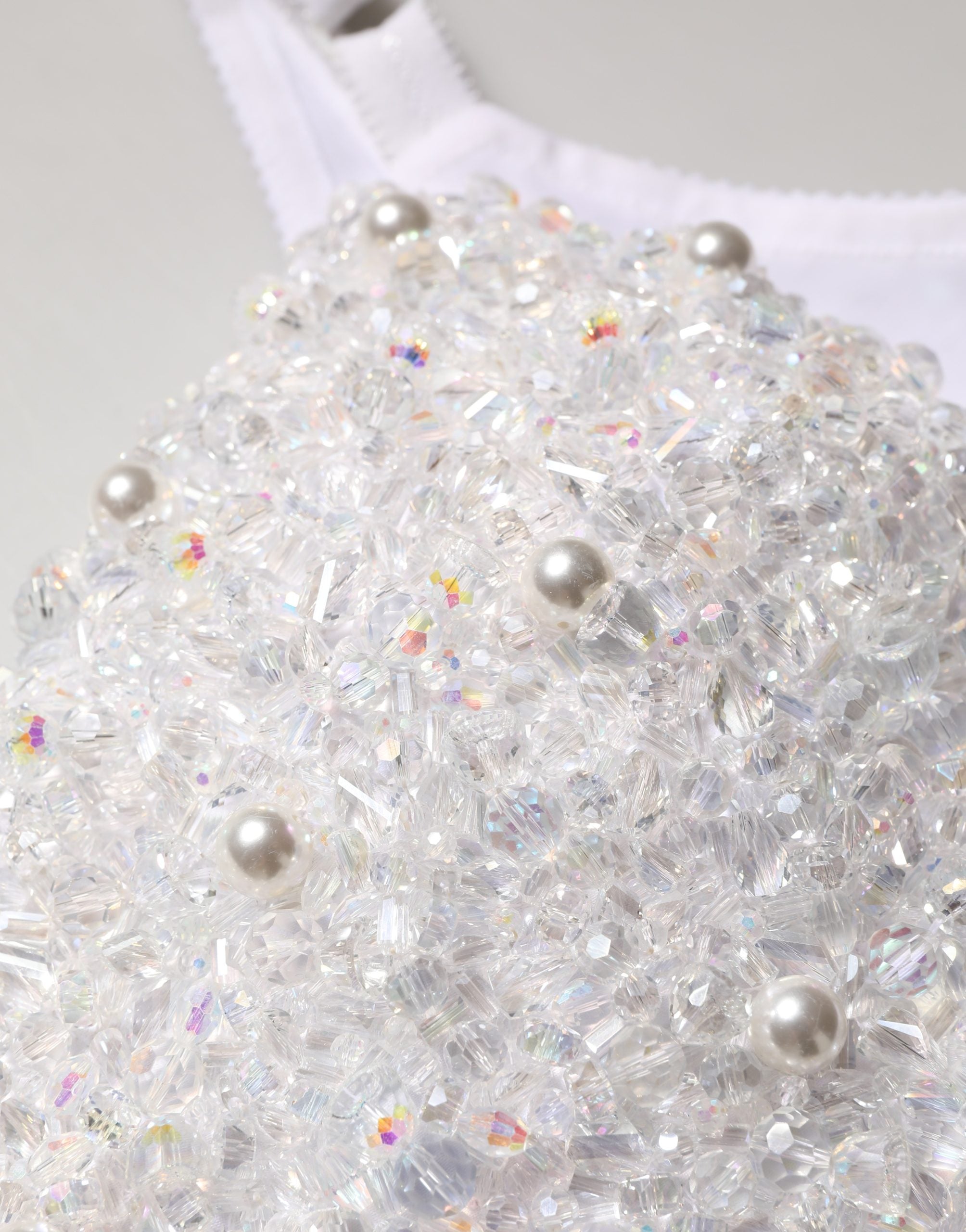 White Pearls Beaded Corset Bustier Crop Top