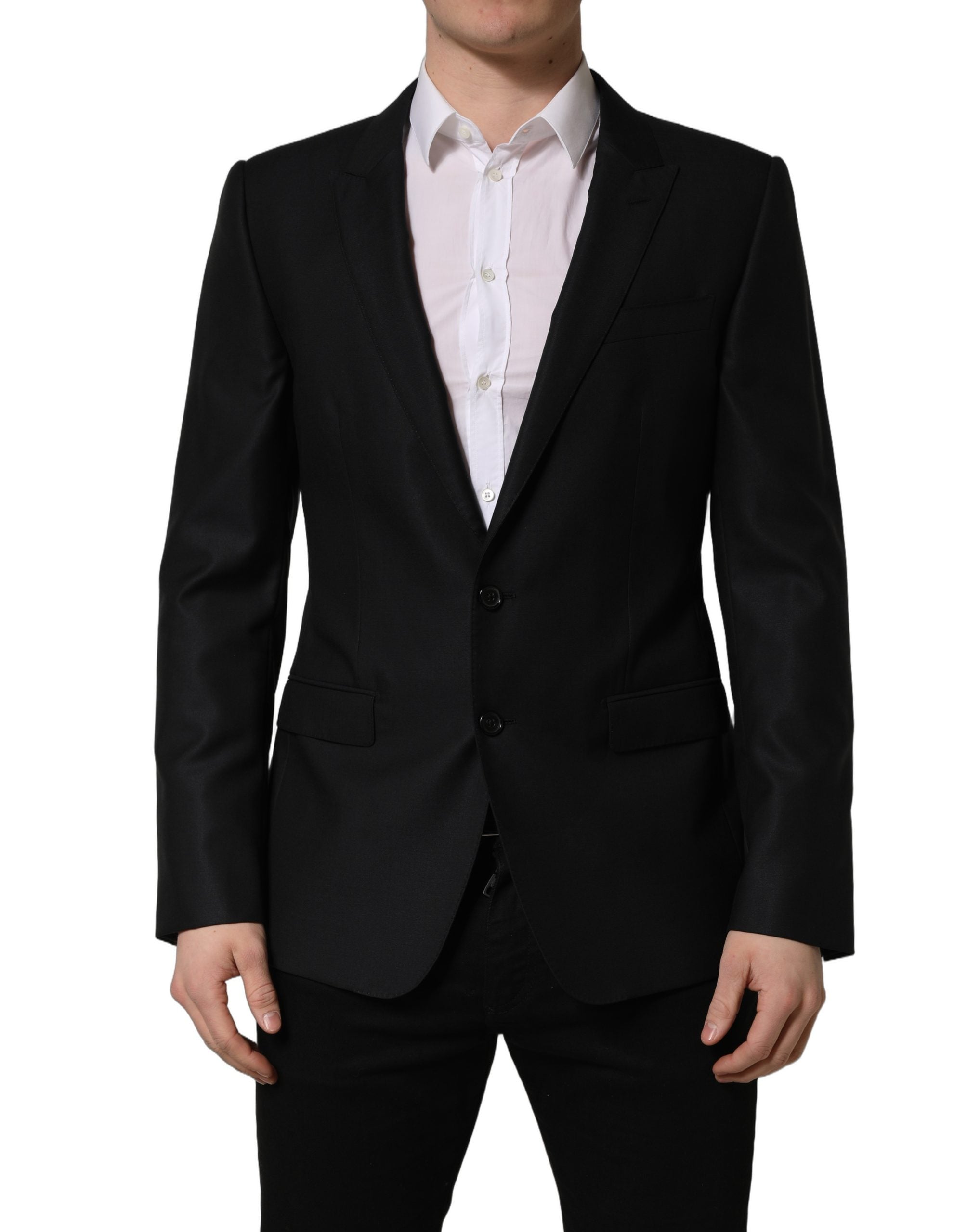 Black Wool Single Breasted Men Blazer Jacket