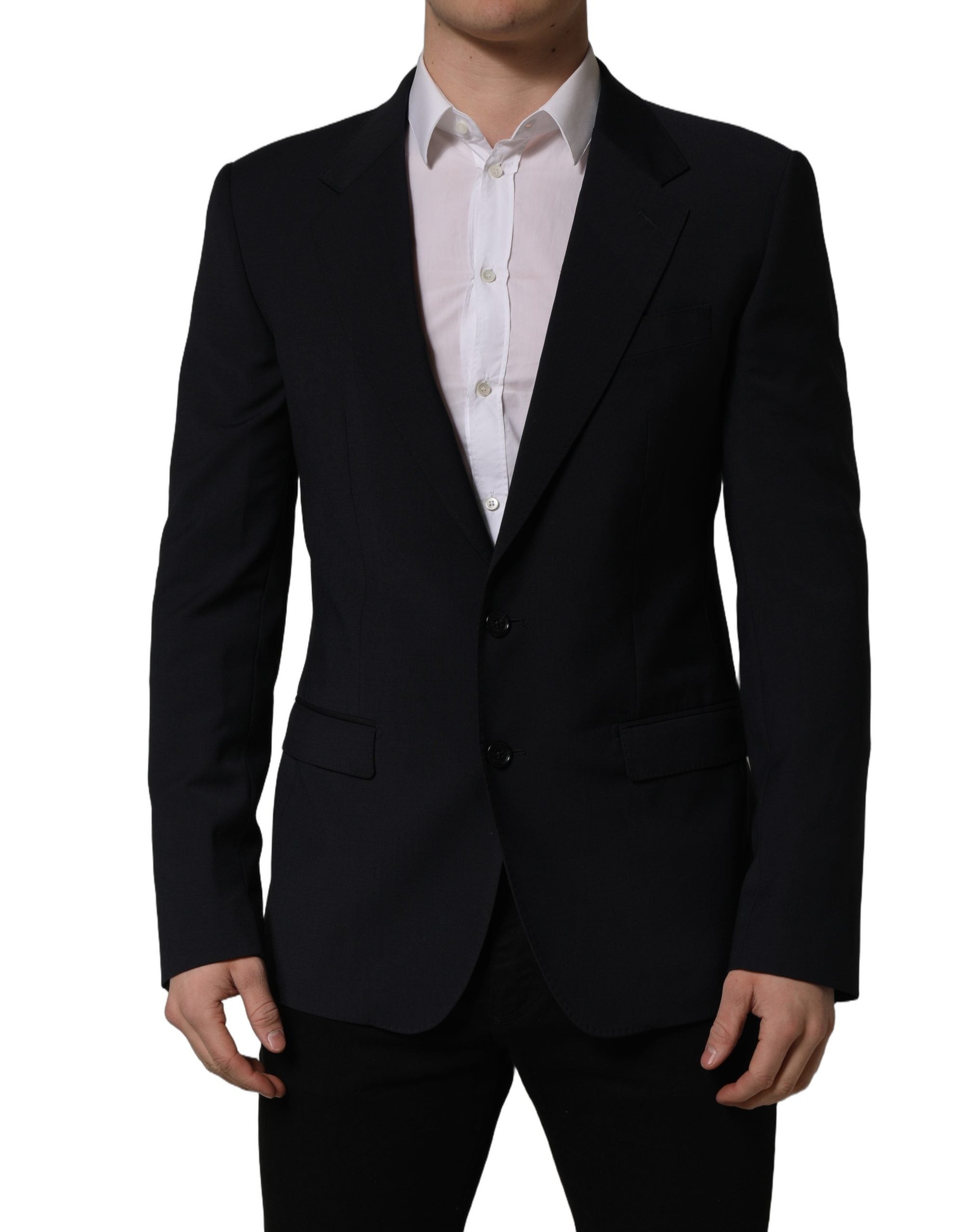 Black Wool Single Breasted Men Blazer Jacket