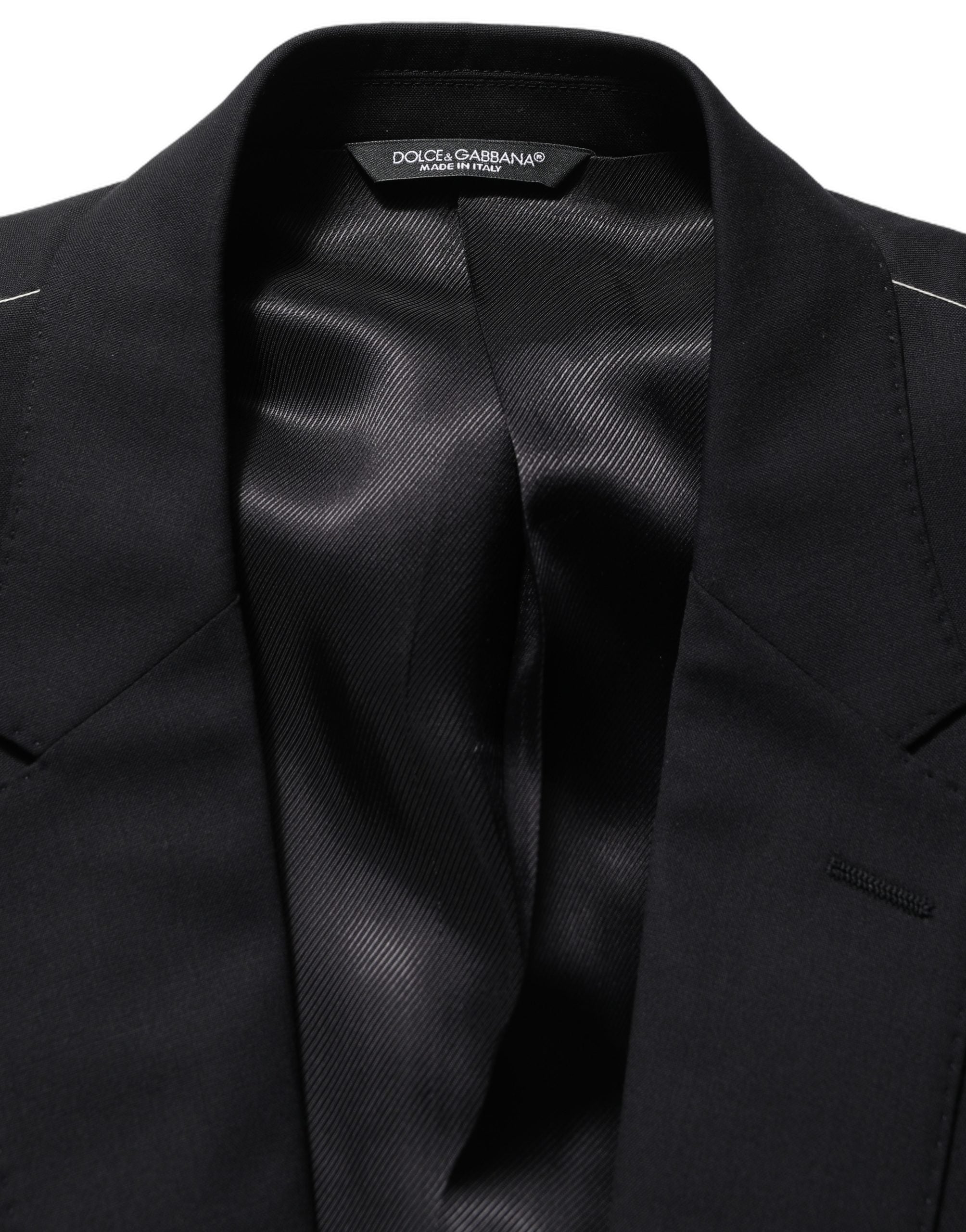 Black Wool Single Breasted Blazer Jacket