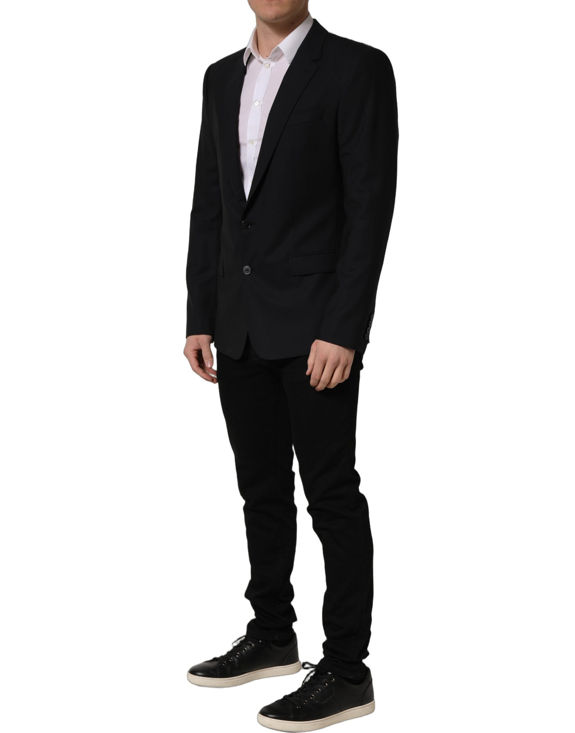 Black Wool Single Breasted Blazer Jacket