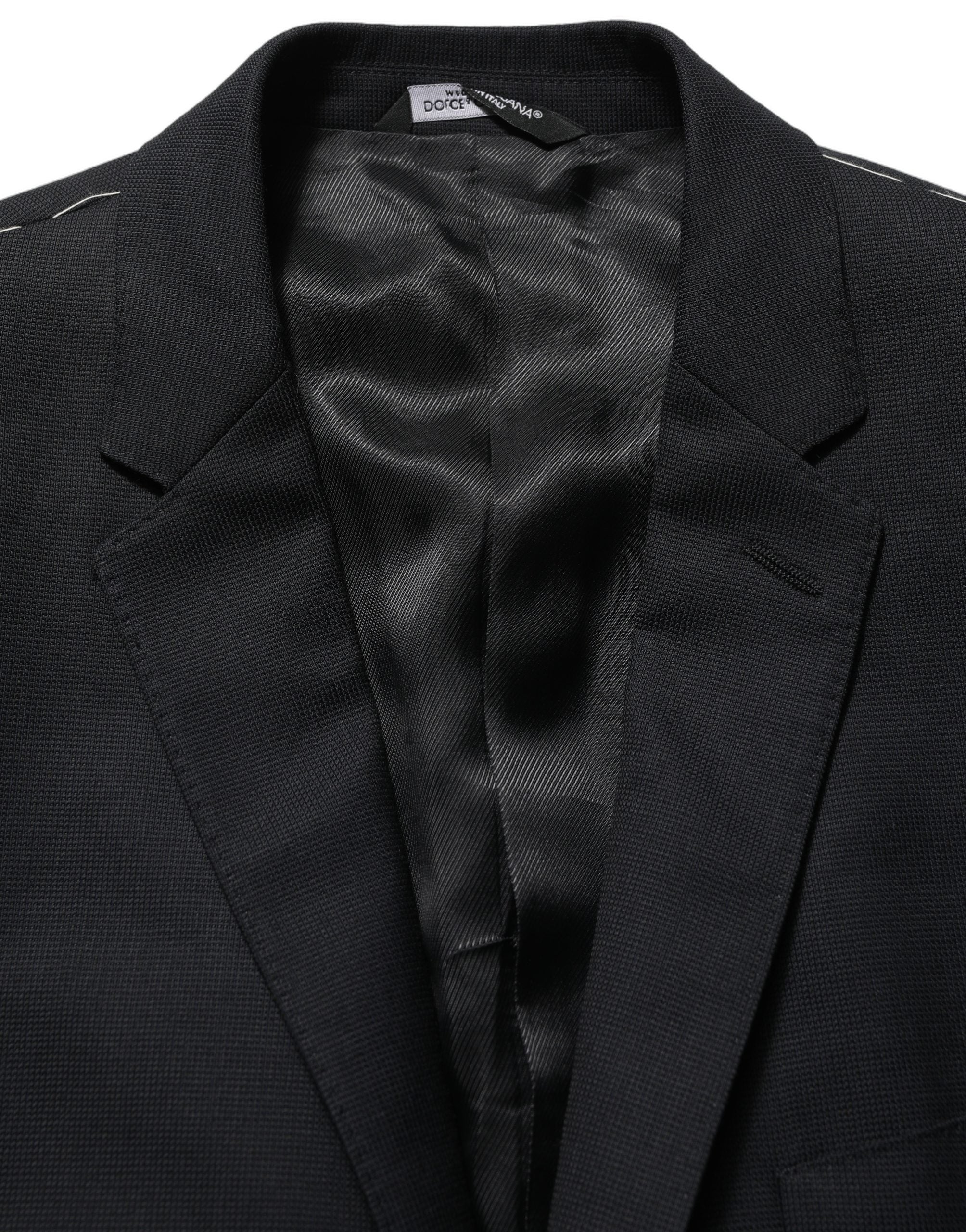 Black Wool Single Breasted Blazer Jacket